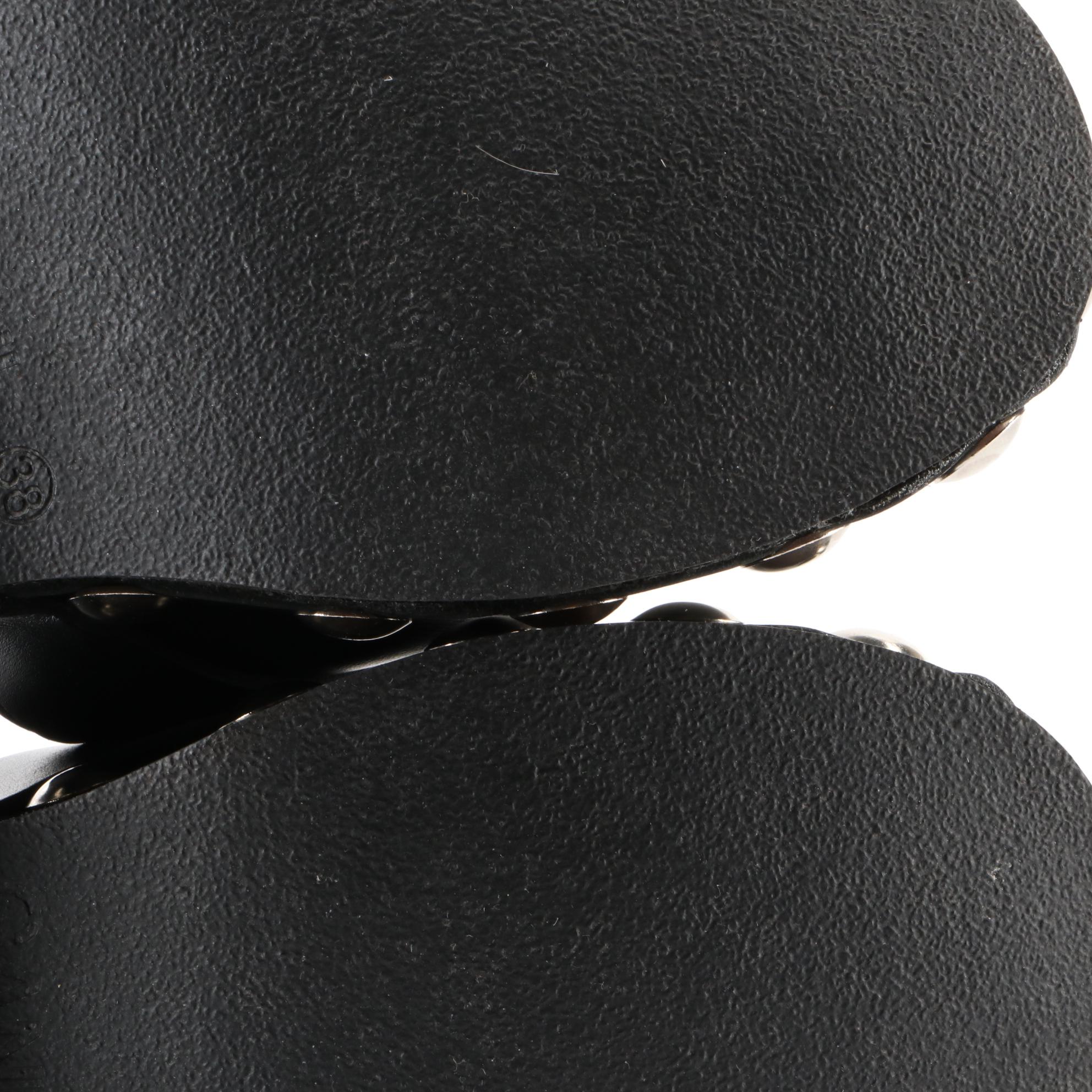 Ganni Studded Clogs in Black Leather with Box