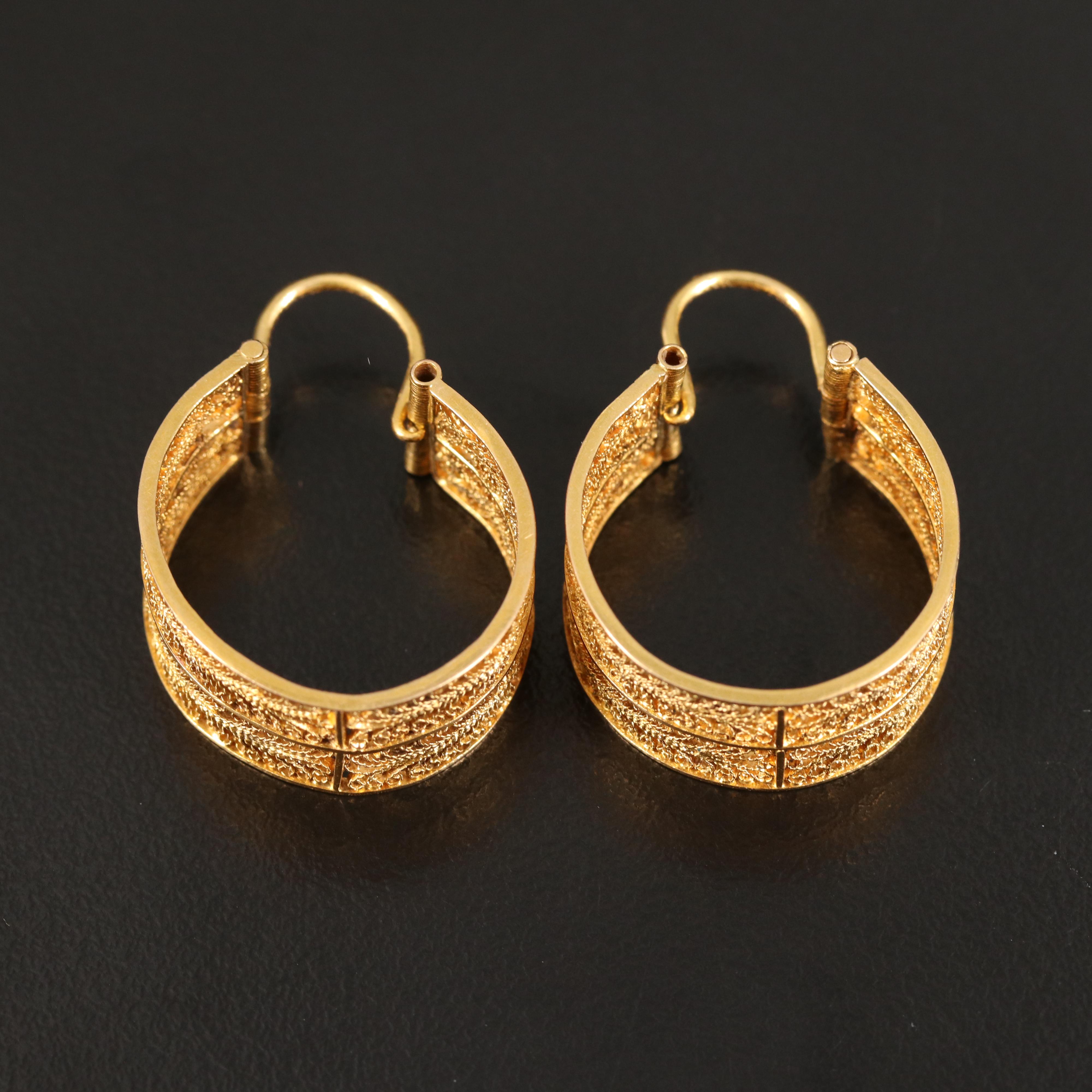 18K Filigree Hoop Earrings