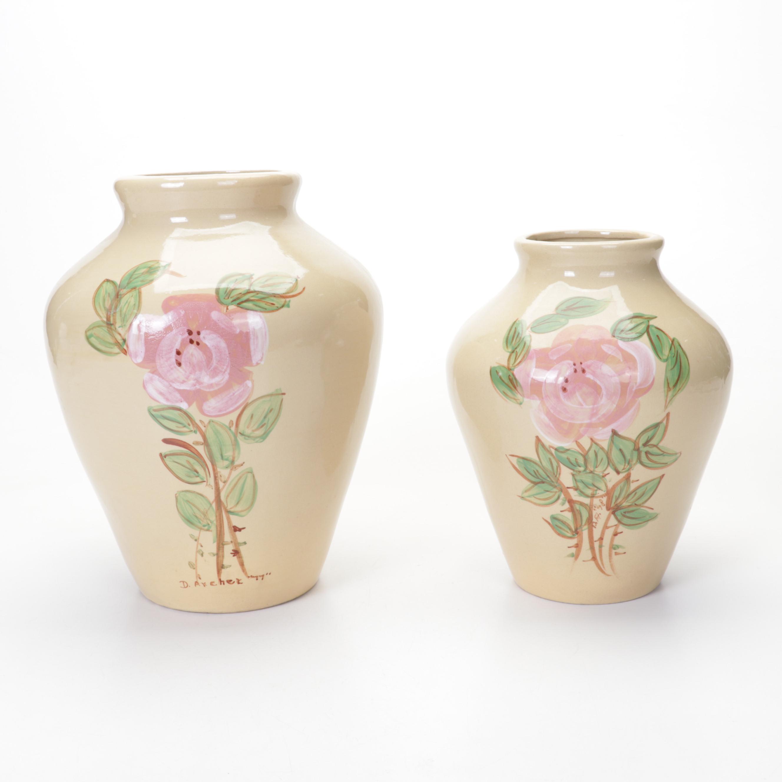 Dorothy Archer for Robinson Ramsbottom Hand-Painted Pottery Vases, 1970s