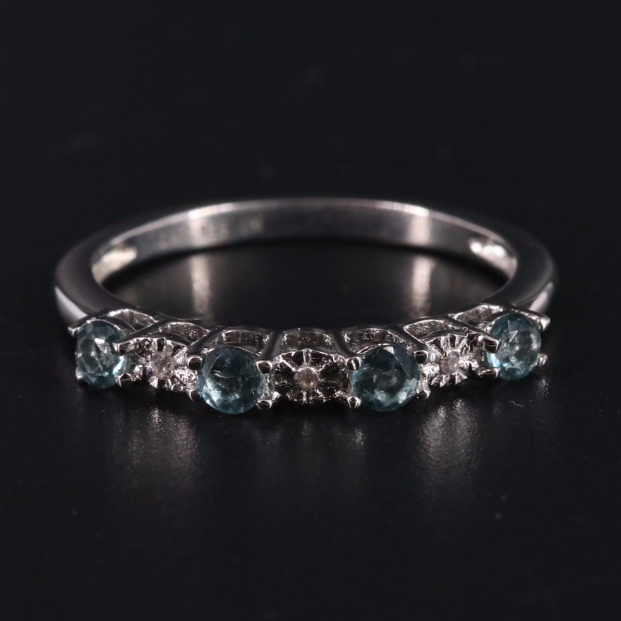 Sterling Light Blue Topaz with Cubic Zirconia Band