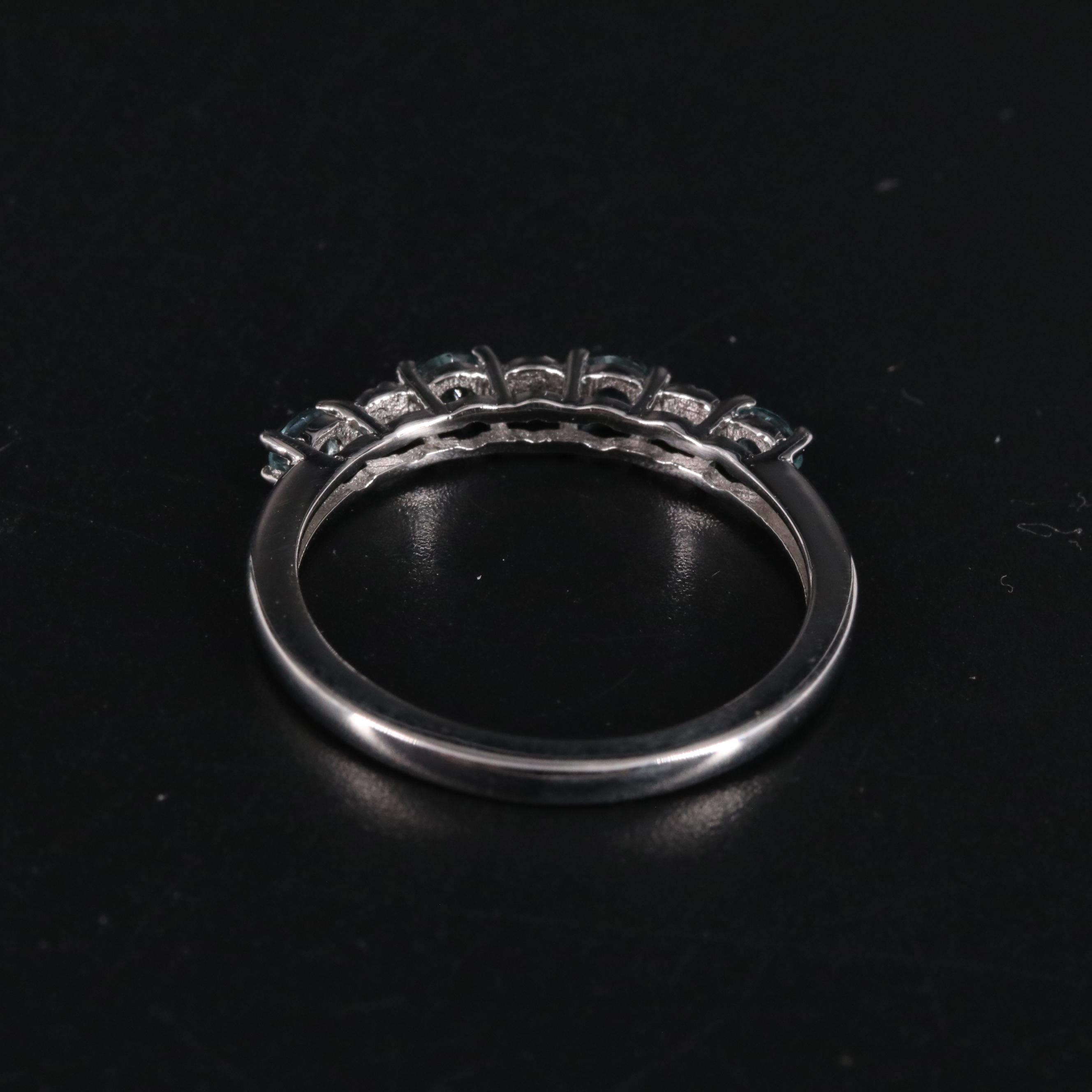 Sterling Light Blue Topaz with Cubic Zirconia Band