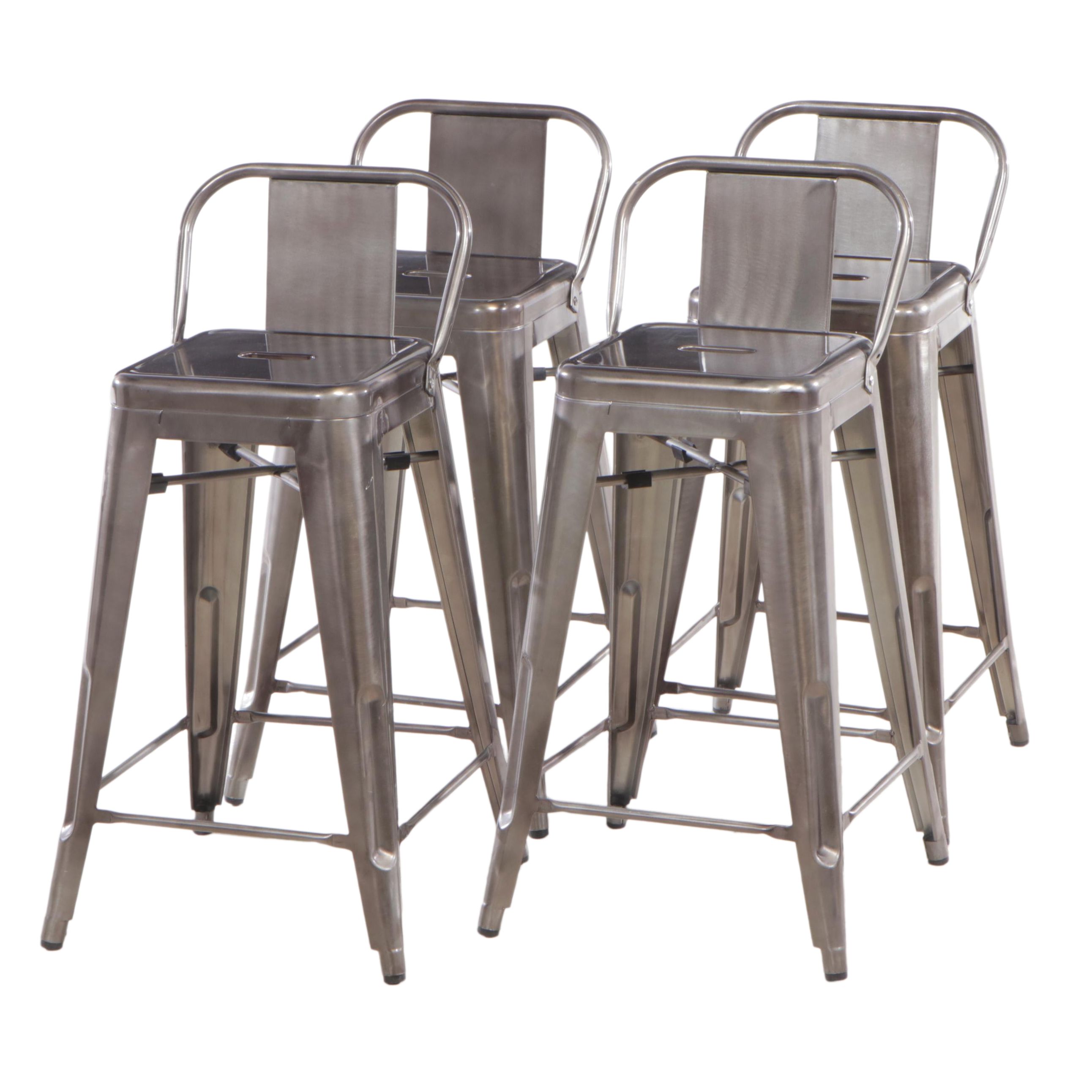 Four Industrial Style Steel Counter Stools