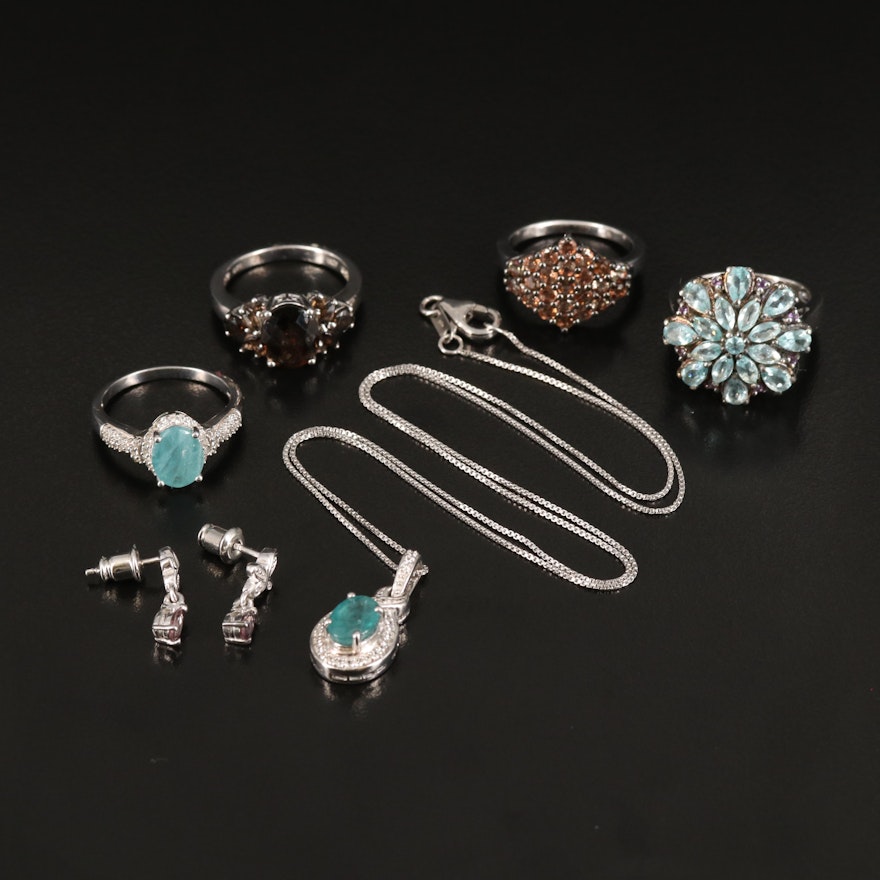 Sterling Jewelry Including Gradiderite, Andalusite and Zircon