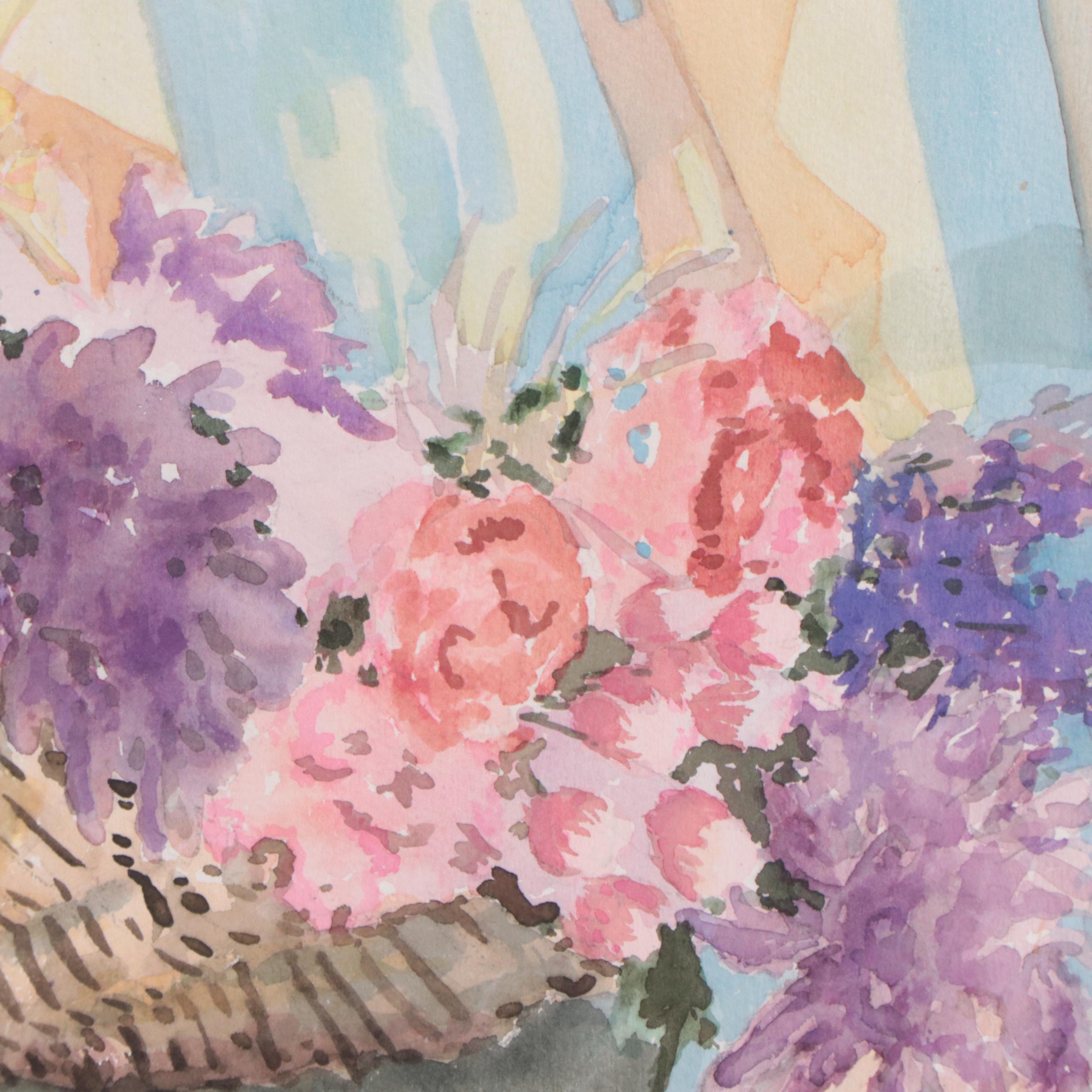 Susan Grier Still Life Watercolor Painting Flowers, 21st Century