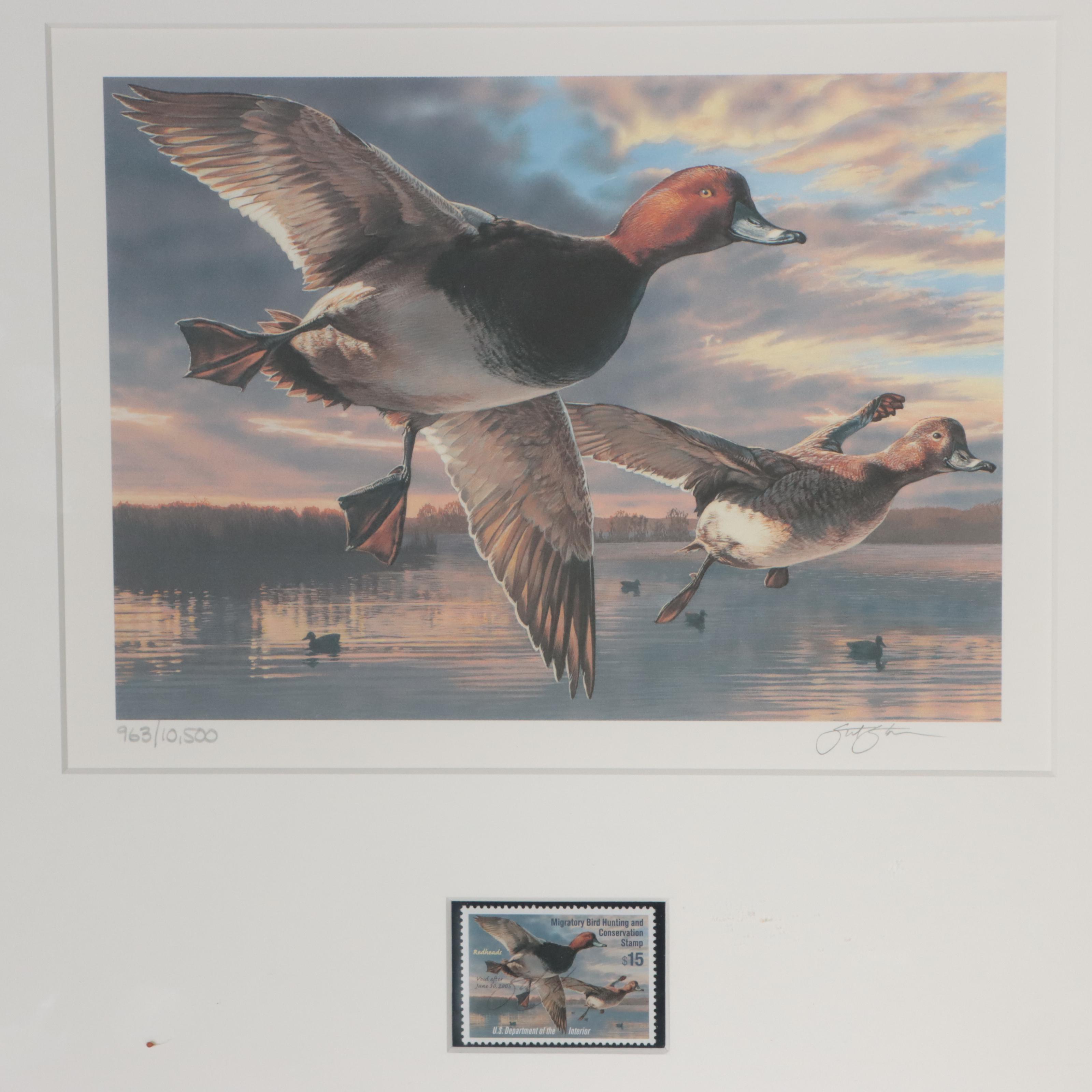 Waterfowl Themed Offset Lithographs and Postage Stamps
