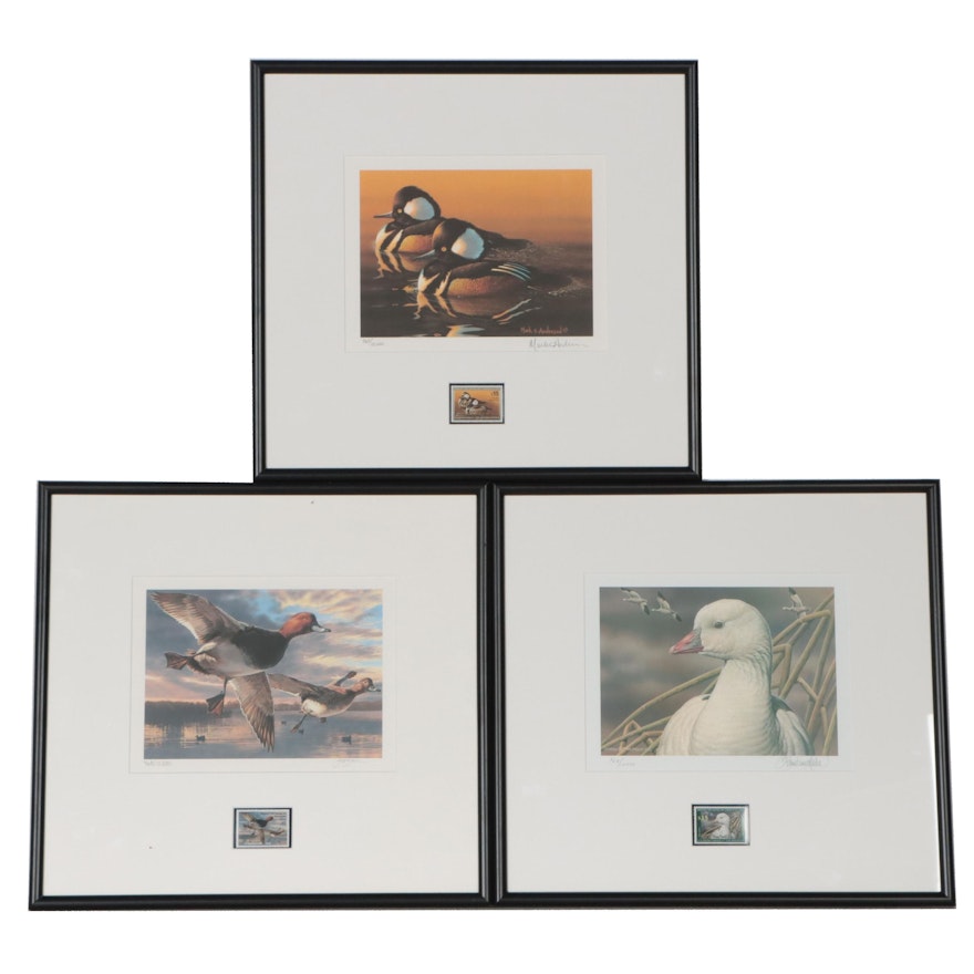 Waterfowl Themed Offset Lithographs and Postage Stamps