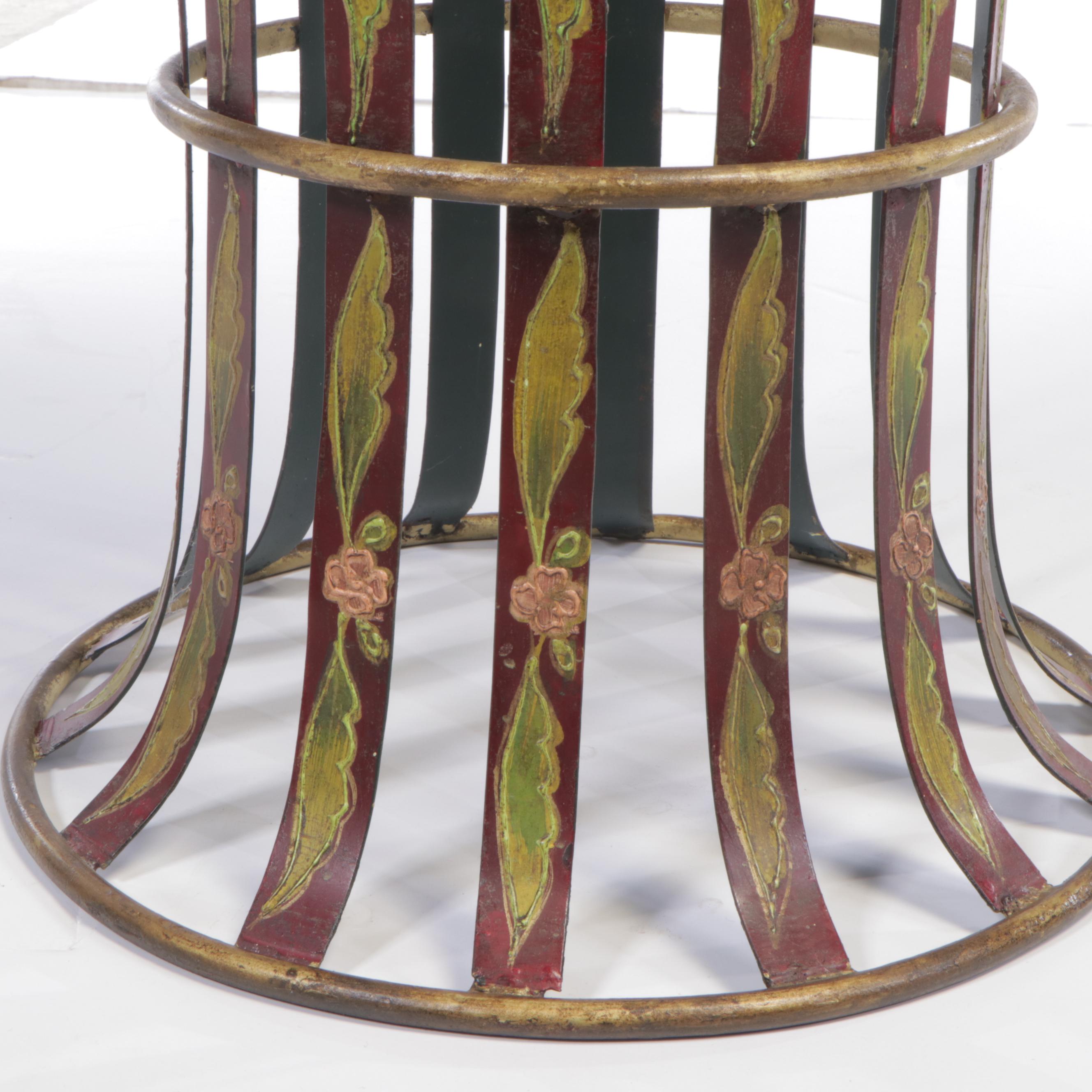 Paint-Decorated and Parcel-Gilt Metal Pedestal