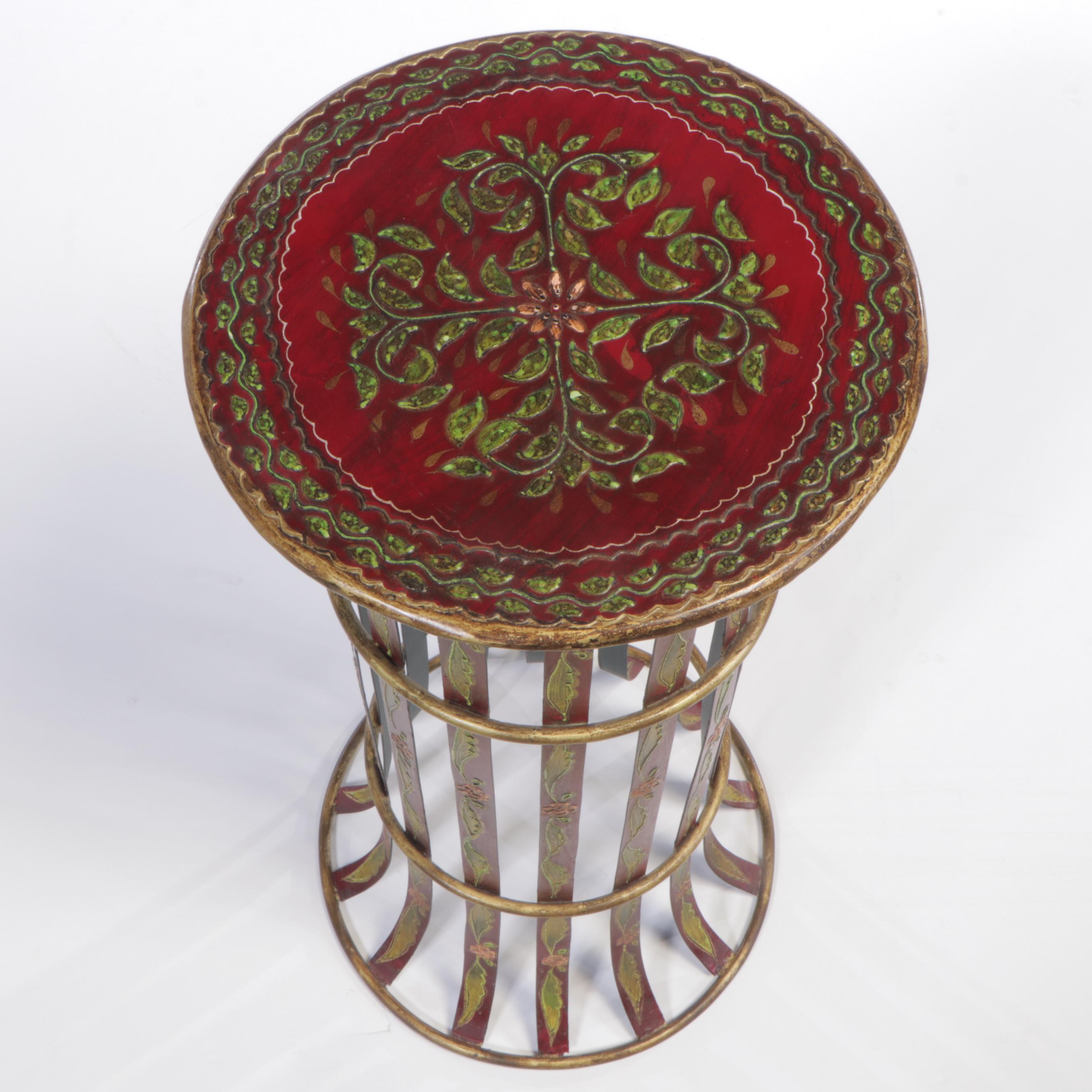 Paint-Decorated and Parcel-Gilt Metal Pedestal
