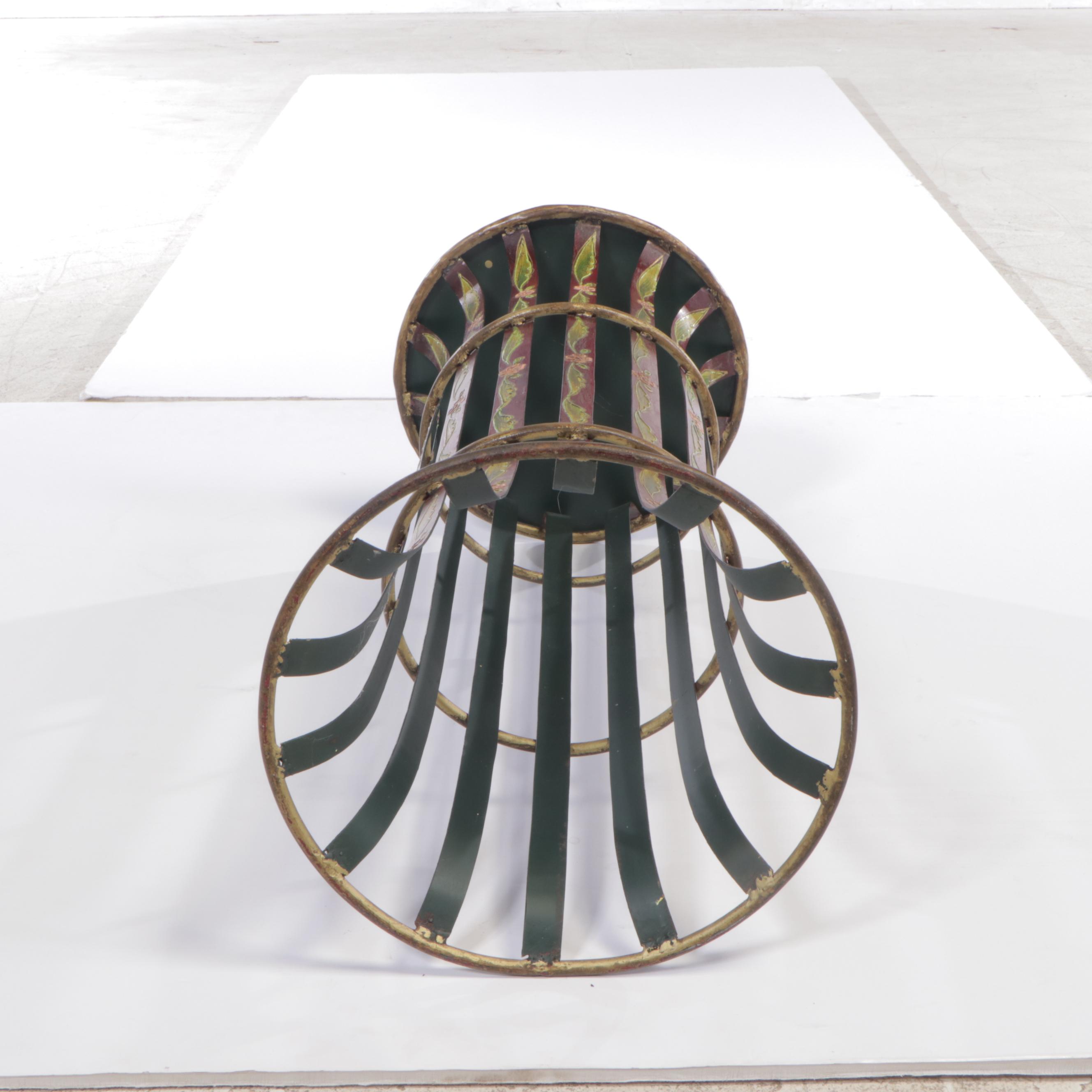 Paint-Decorated and Parcel-Gilt Metal Pedestal