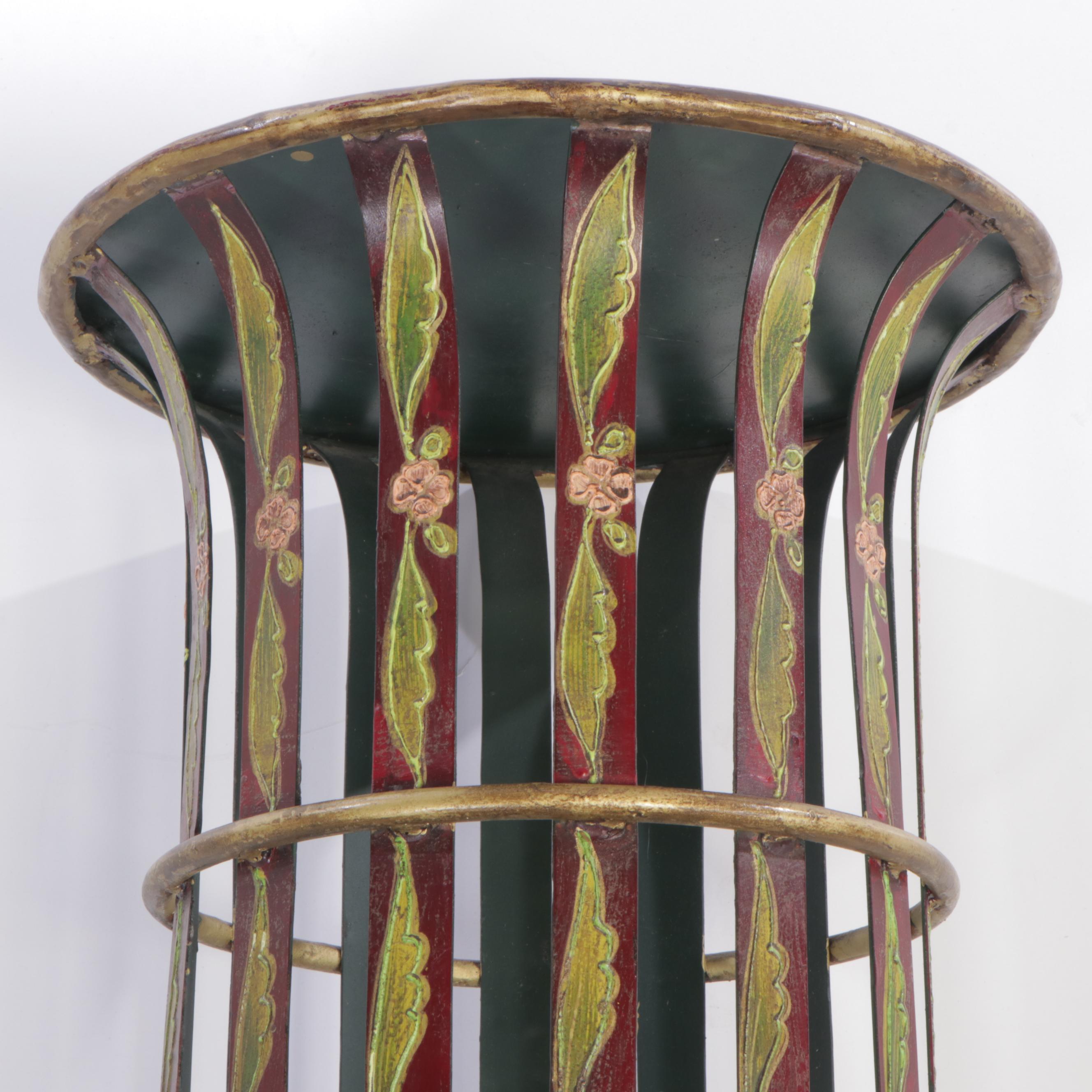 Paint-Decorated and Parcel-Gilt Metal Pedestal