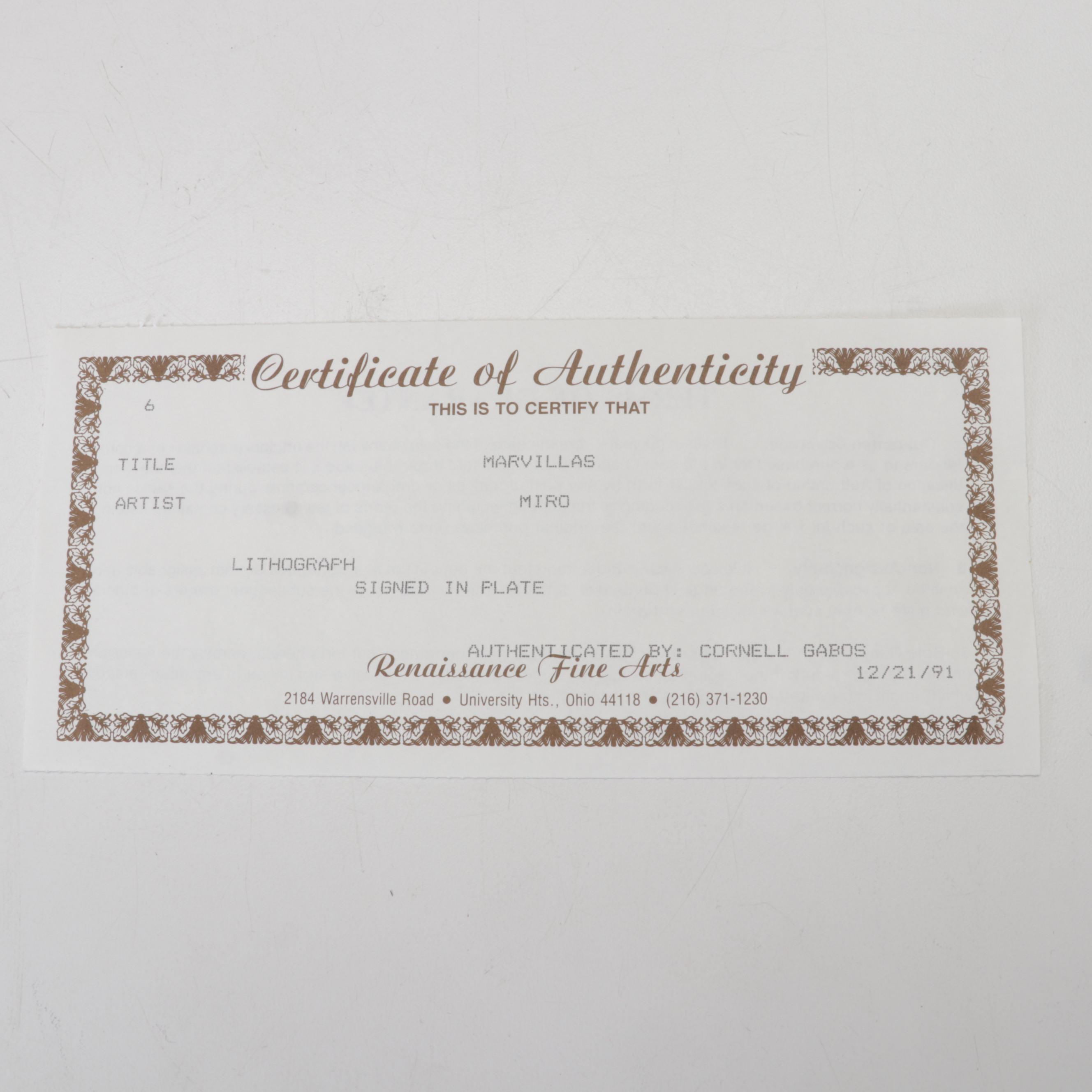 Joan Miró Color Lithograph "Dragonfly," Circa 1975