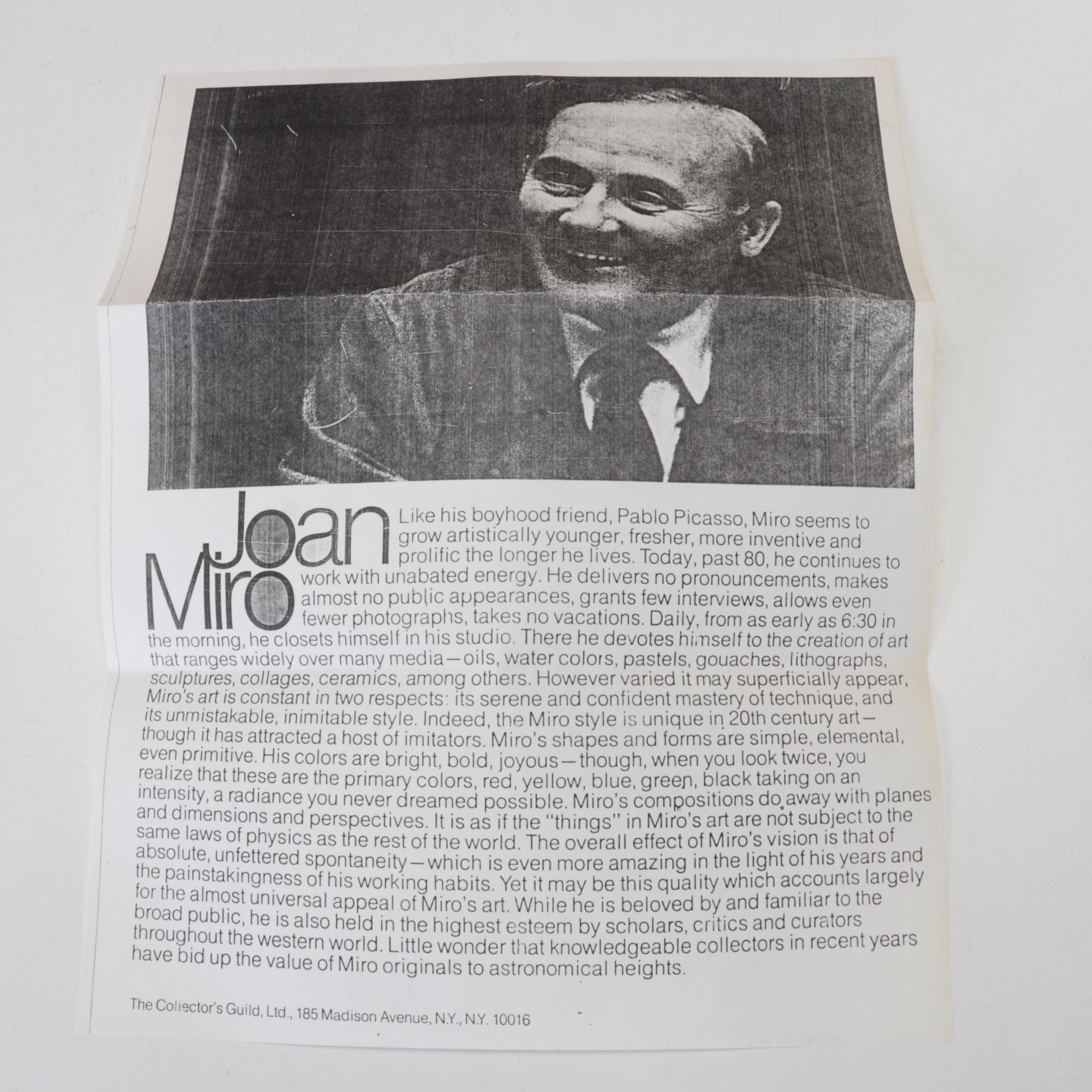 Joan Miró Color Lithograph "Dragonfly," Circa 1975