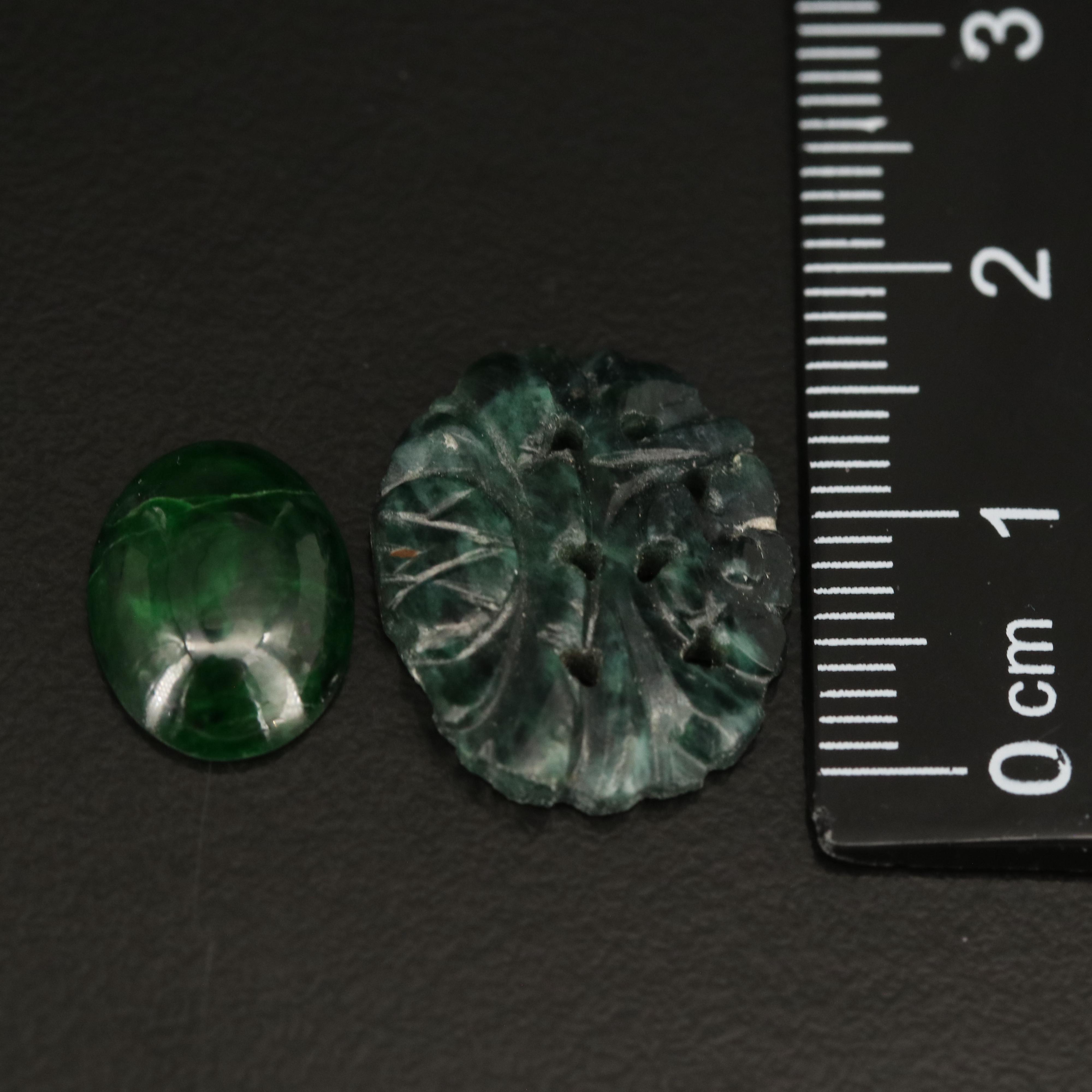 Loose Carved Oval and Oval Jadeite Cabochons