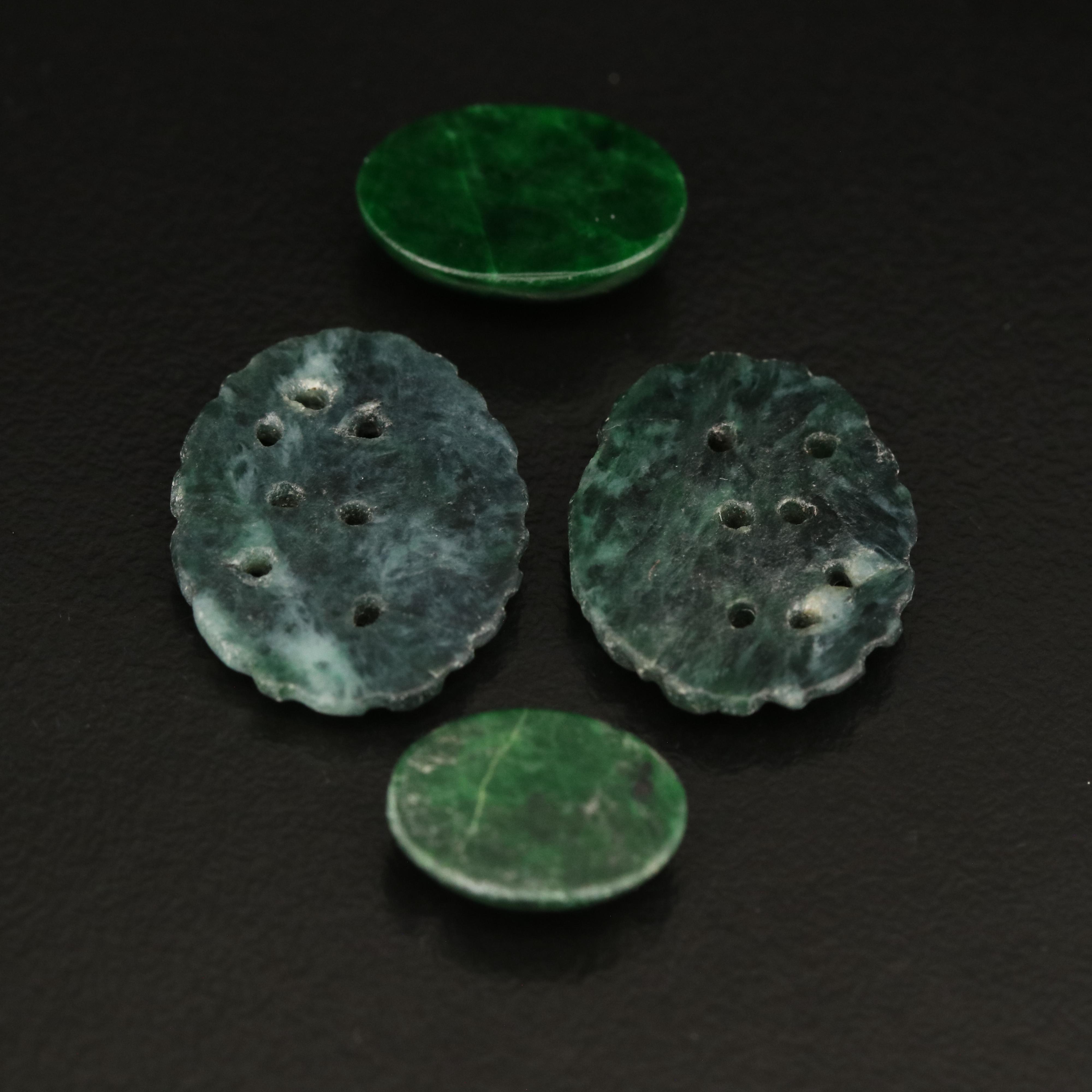 Loose Carved Oval and Oval Jadeite Cabochons
