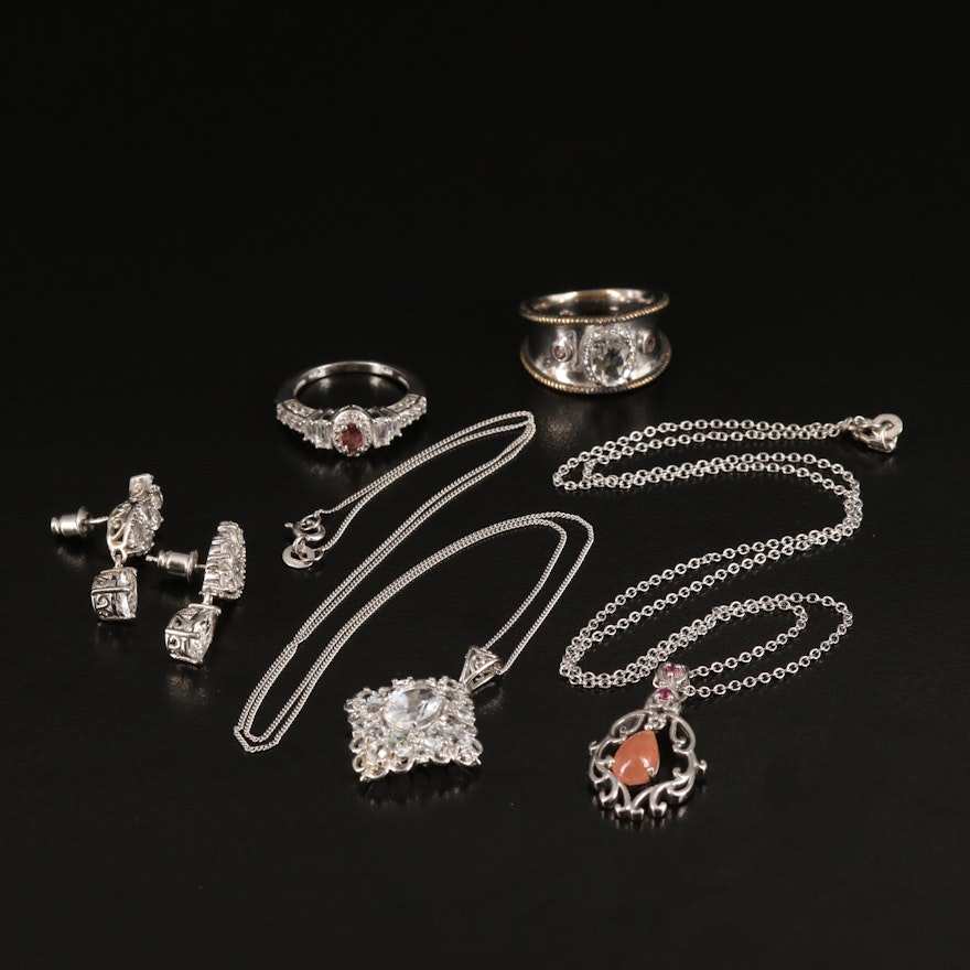 Petalite, Goshenite and Topaz Featured in Sterling Jewelry