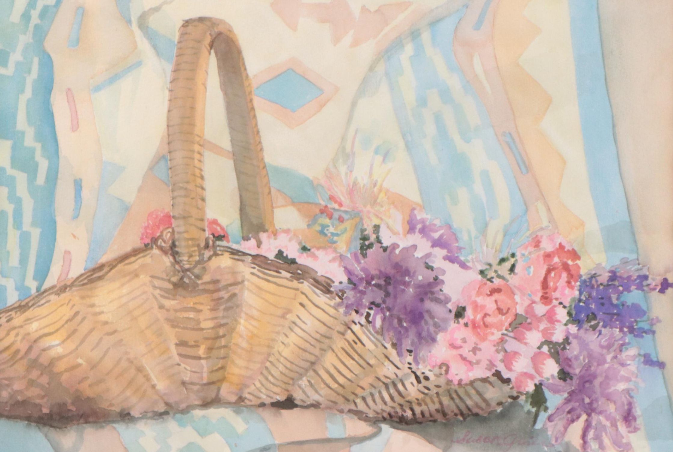 Susan Grier Still Life Watercolor Painting Flowers, 21st Century