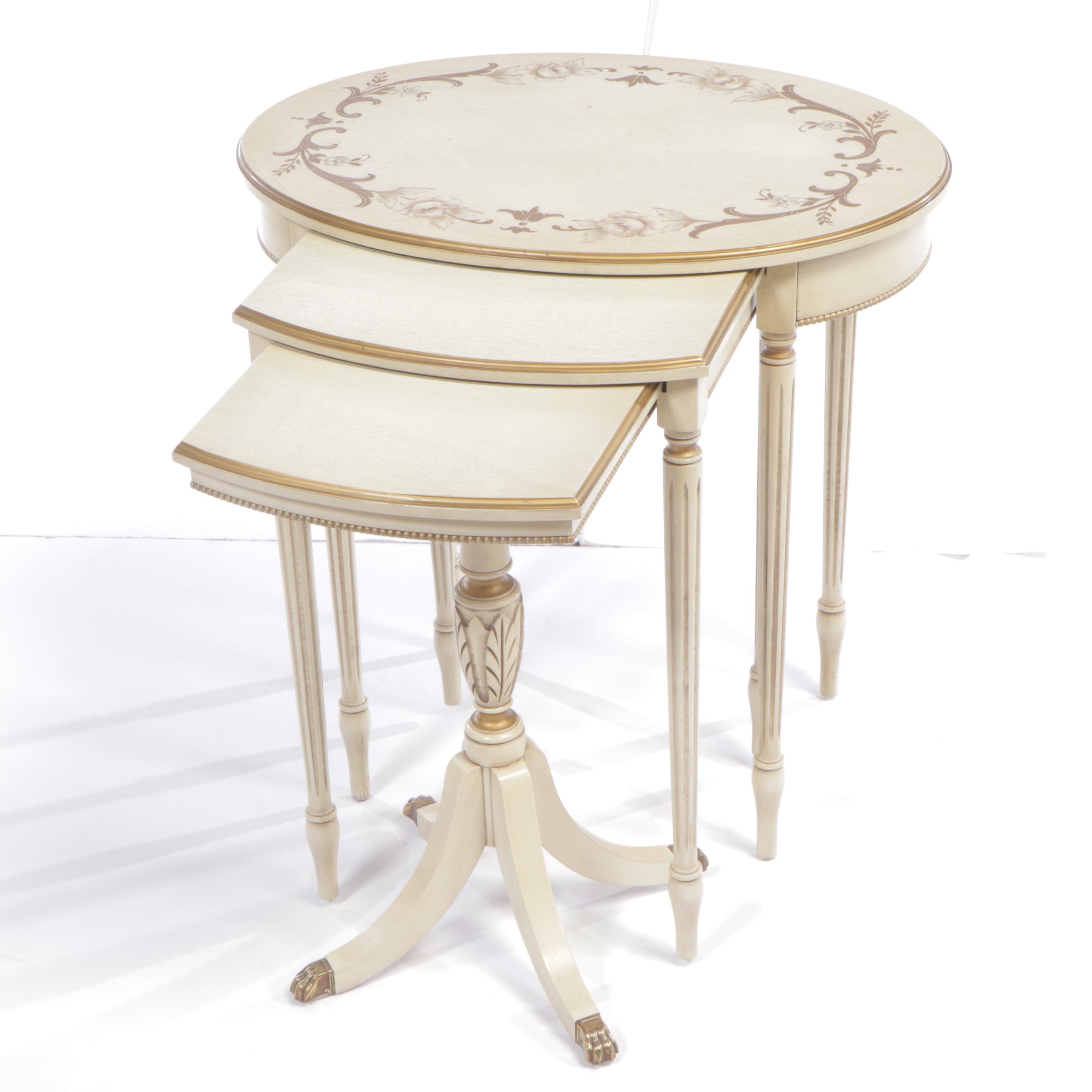 Three Imperial Classical Style Paint-Decorated and Parcel-Gilt Nesting Tables