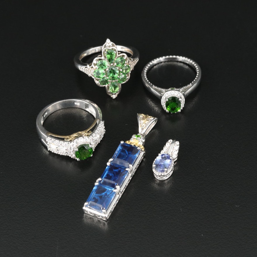 Sterling Jewelry Including Tanzanite, Diopside and Zircon