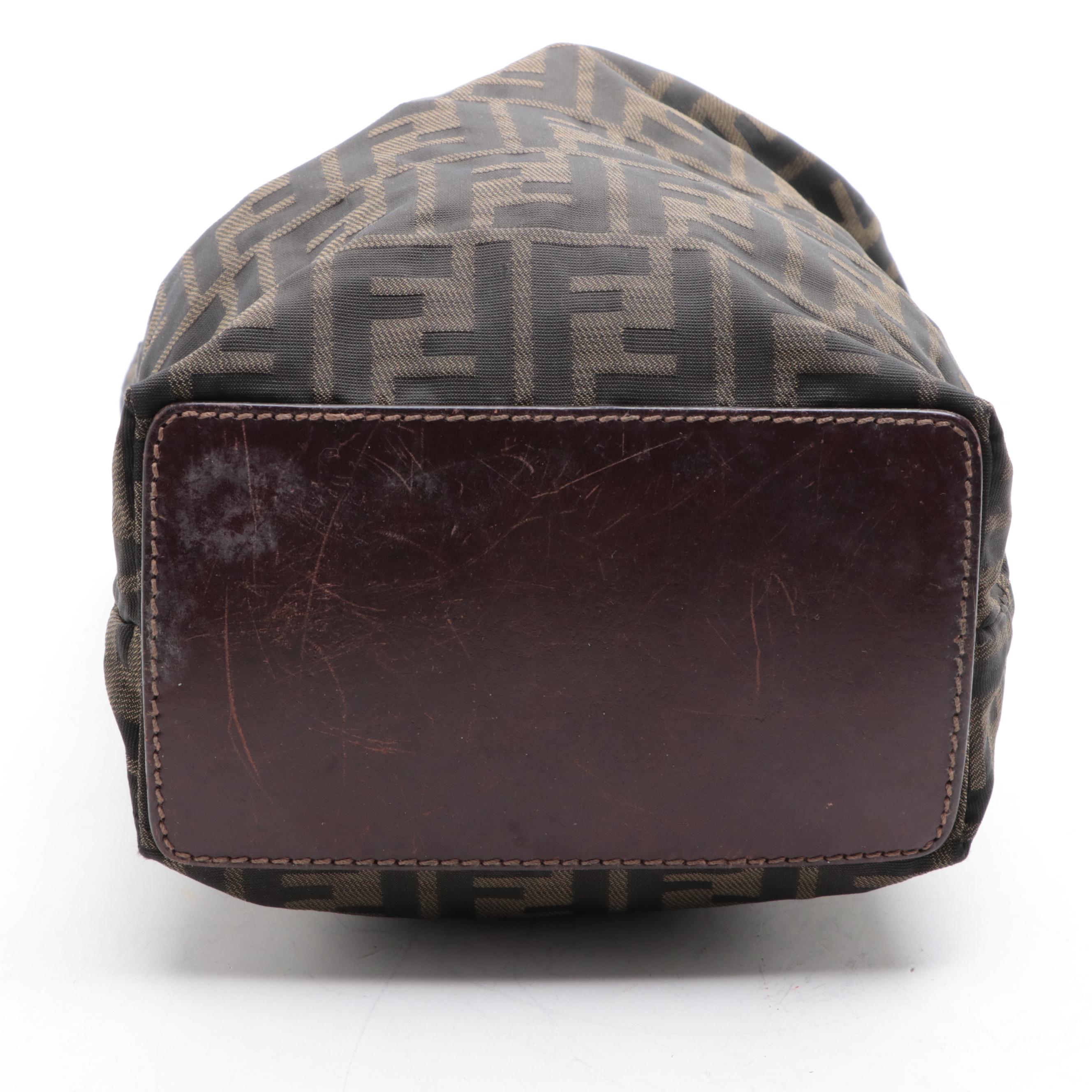 Fendi Small Tote Bag in FF Zucca Jacquard Canvas and Leather