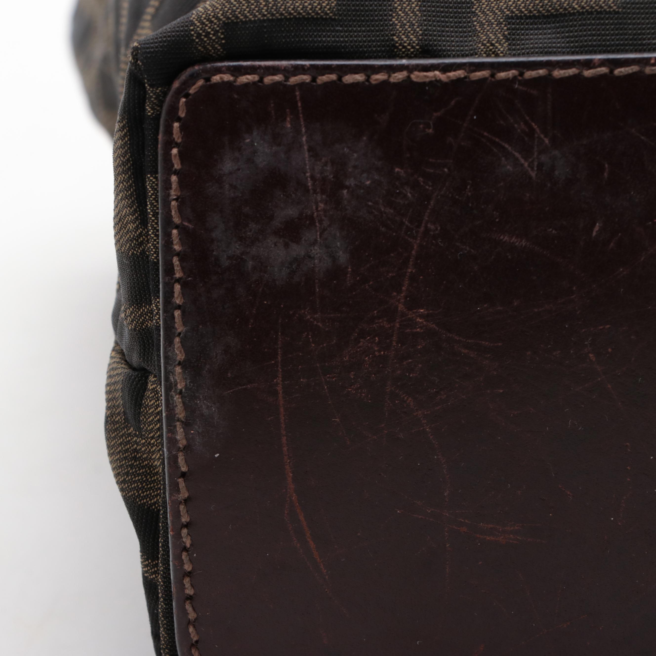 Fendi Small Tote Bag in FF Zucca Jacquard Canvas and Leather