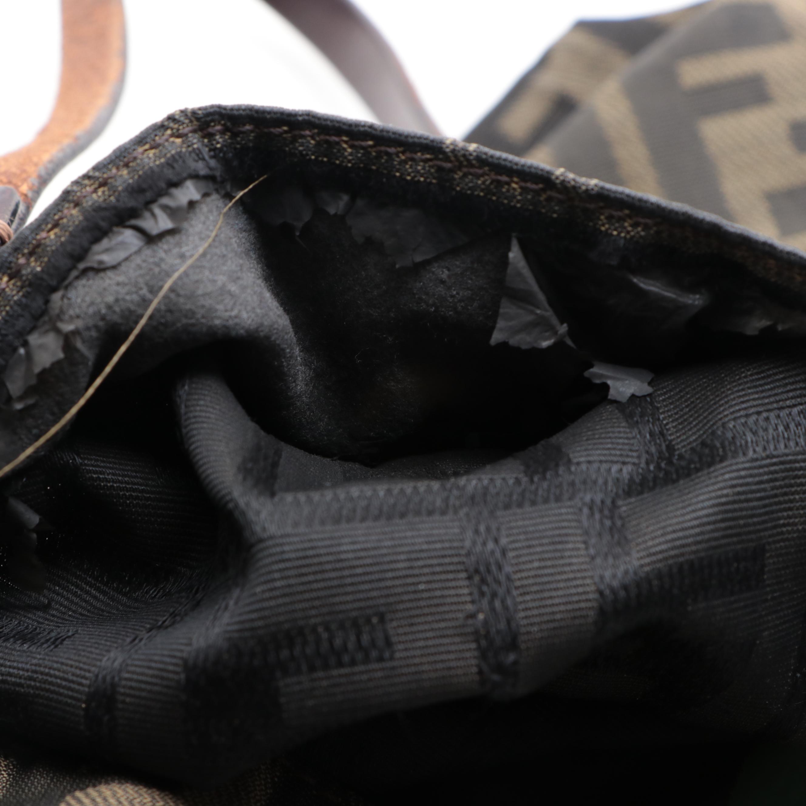 Fendi Small Tote Bag in FF Zucca Jacquard Canvas and Leather