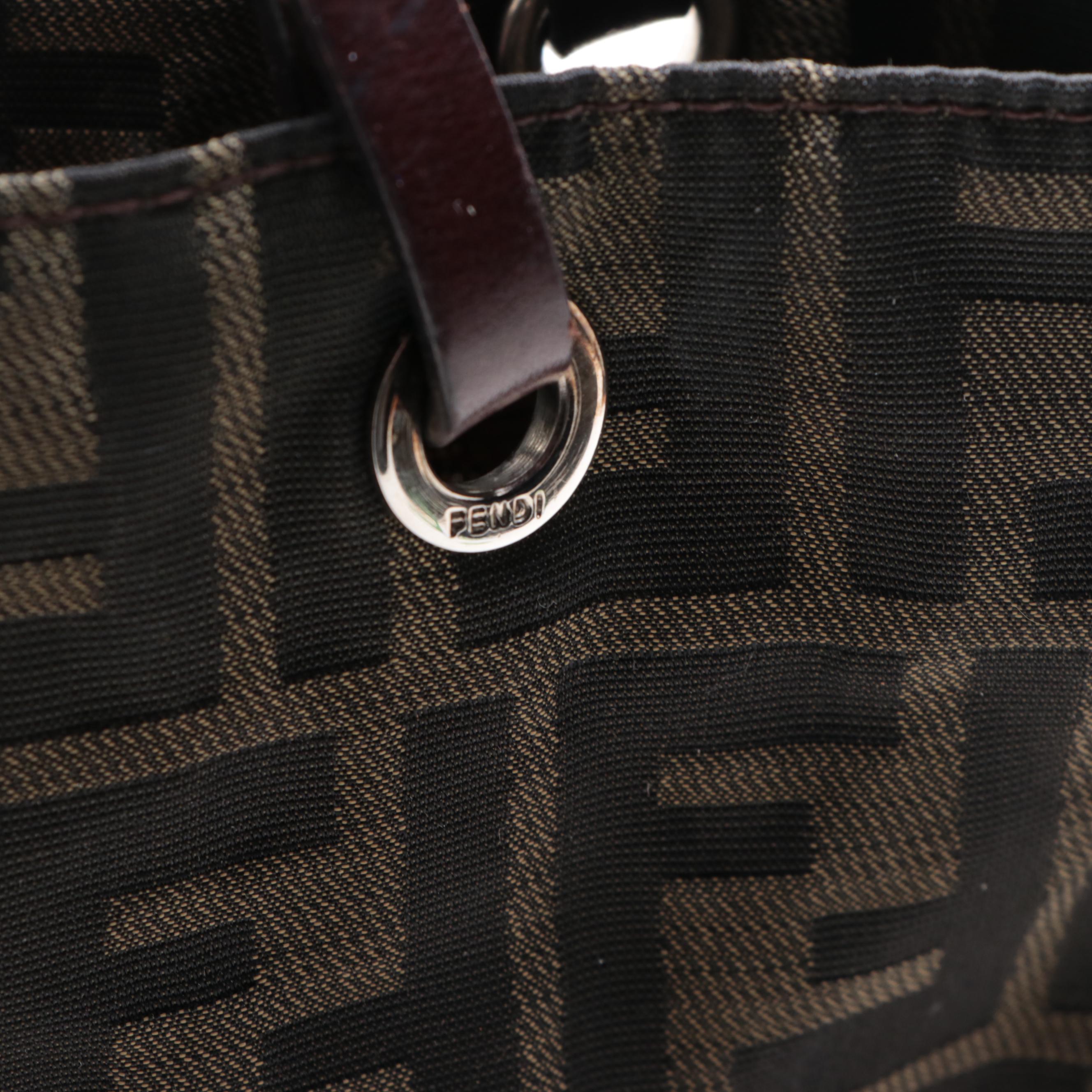Fendi Small Tote Bag in FF Zucca Jacquard Canvas and Leather