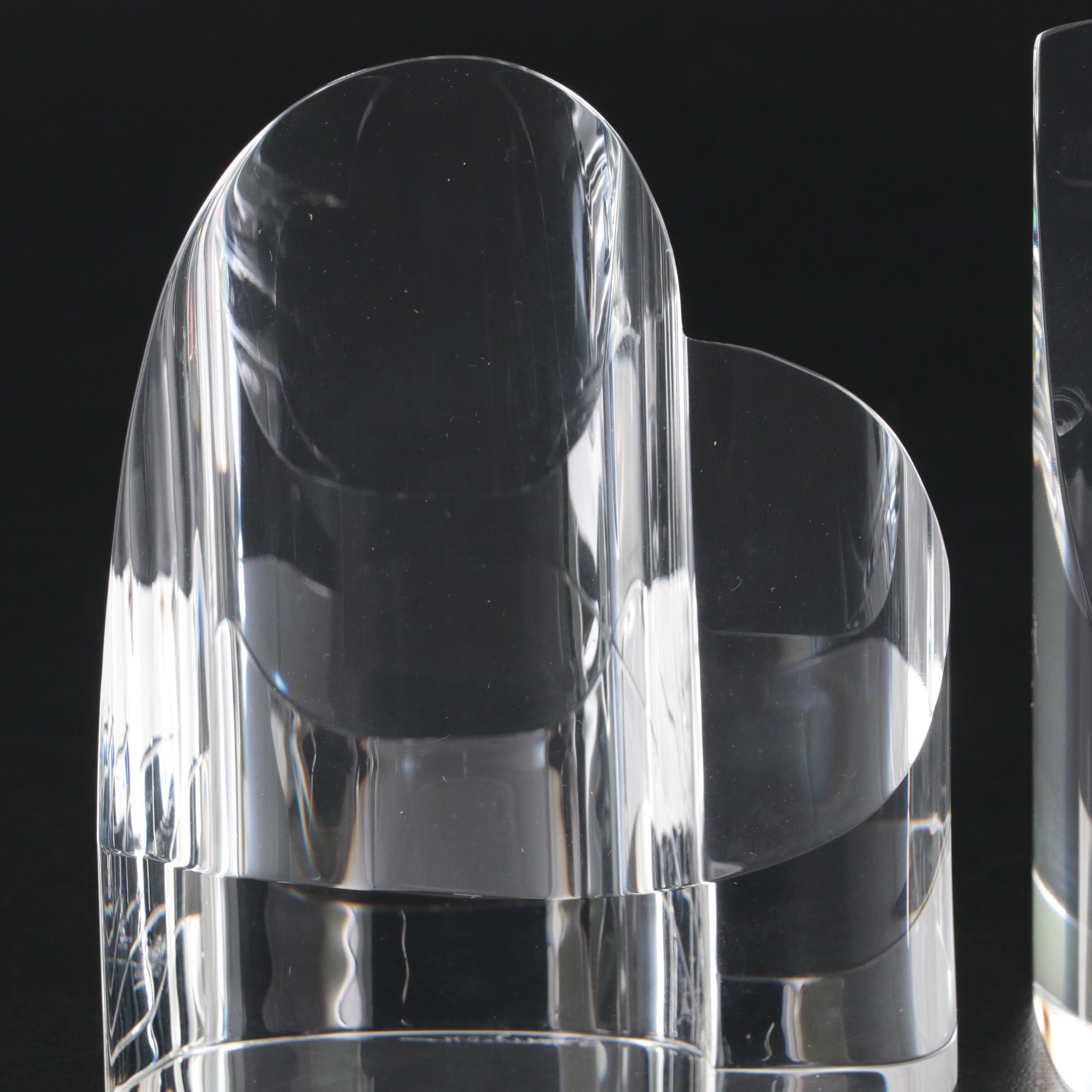 Steuben Art Glass "Heart Point Up" and "Heart Point Down" Paperweights