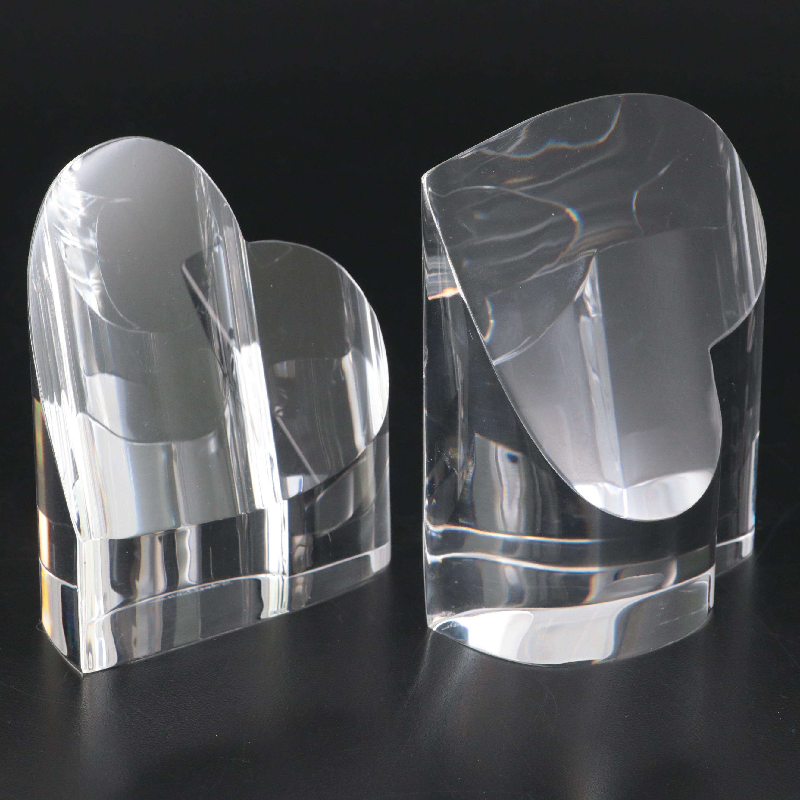Steuben Art Glass "Heart Point Up" and "Heart Point Down" Paperweights