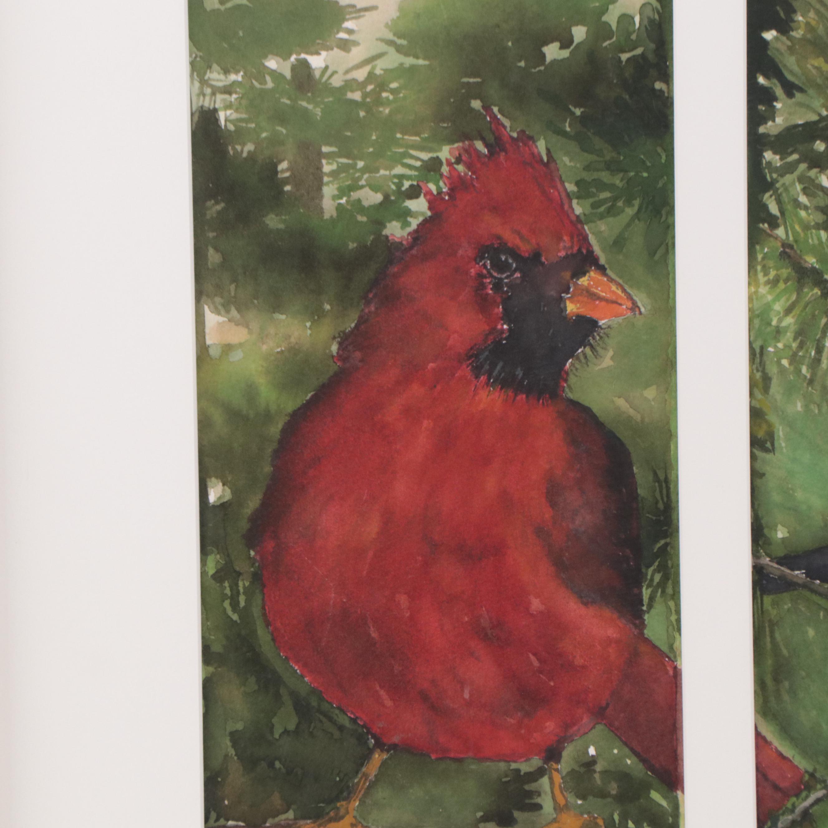 Susan Grier Watercolor Painting "Bird Watching," 21st Century