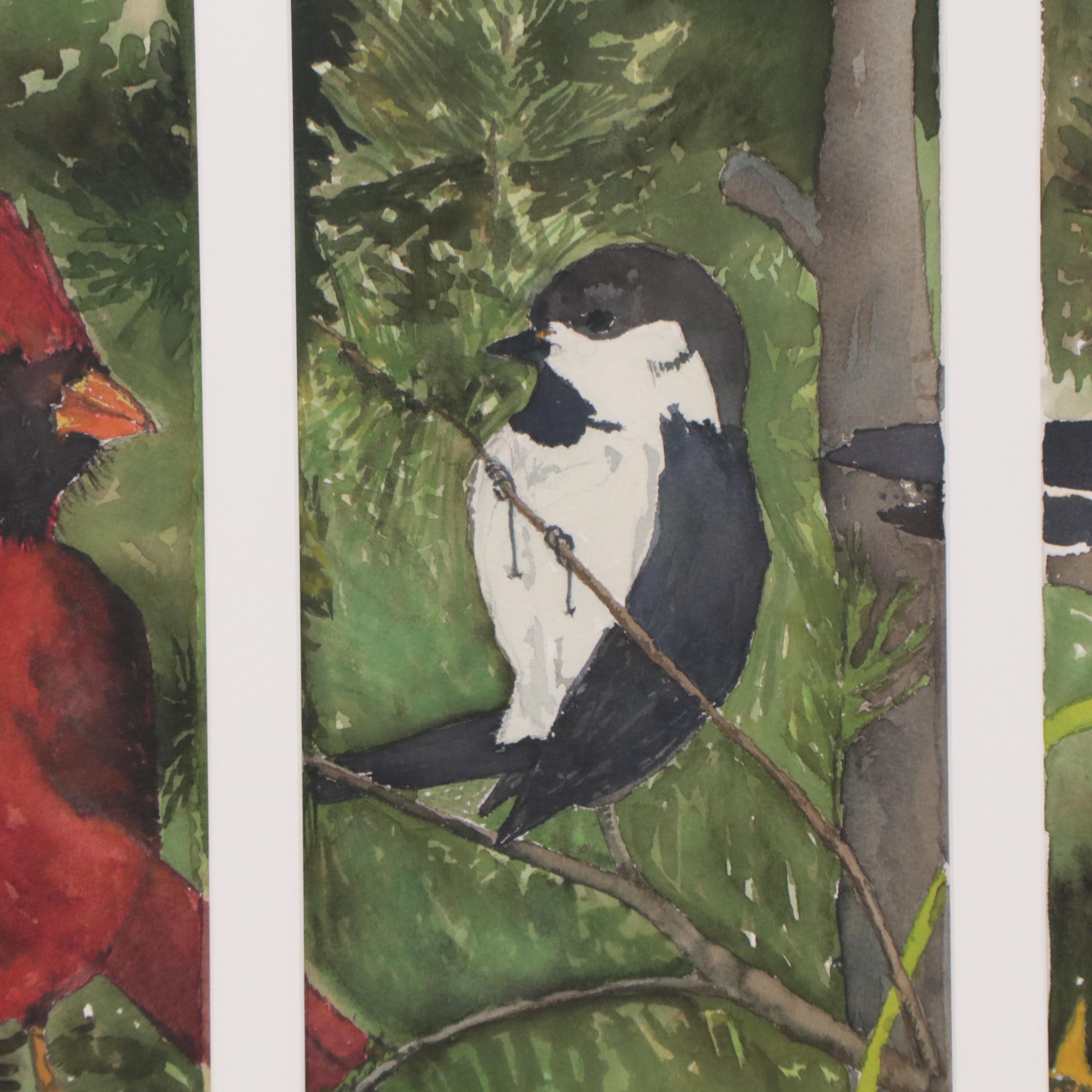 Susan Grier Watercolor Painting "Bird Watching," 21st Century