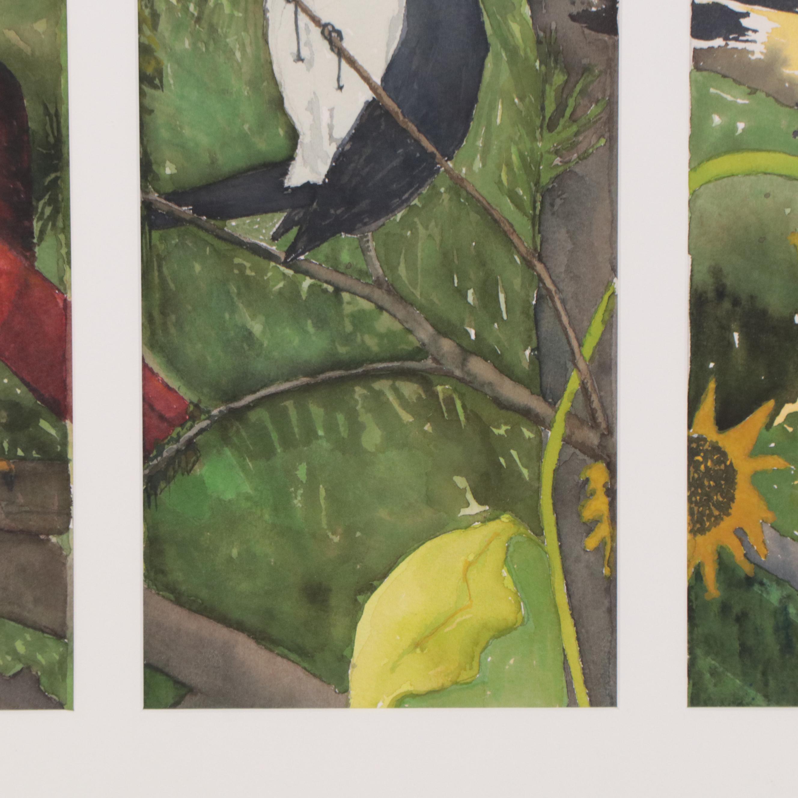 Susan Grier Watercolor Painting "Bird Watching," 21st Century