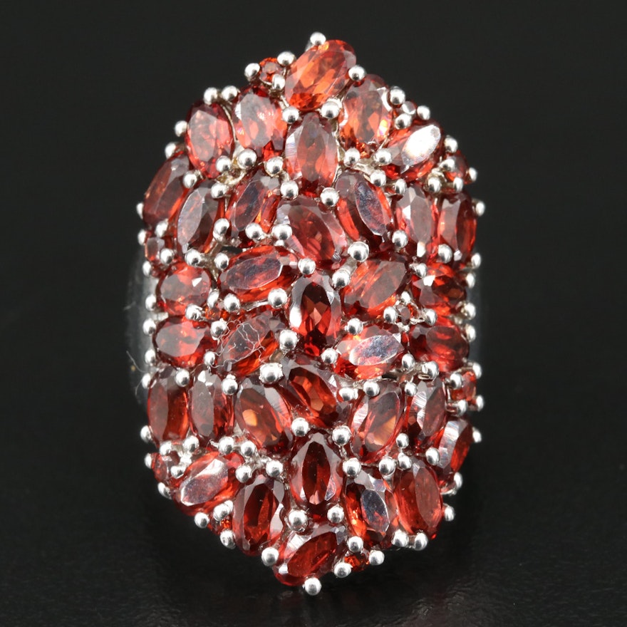 Sterling Garnet Cluster Ring