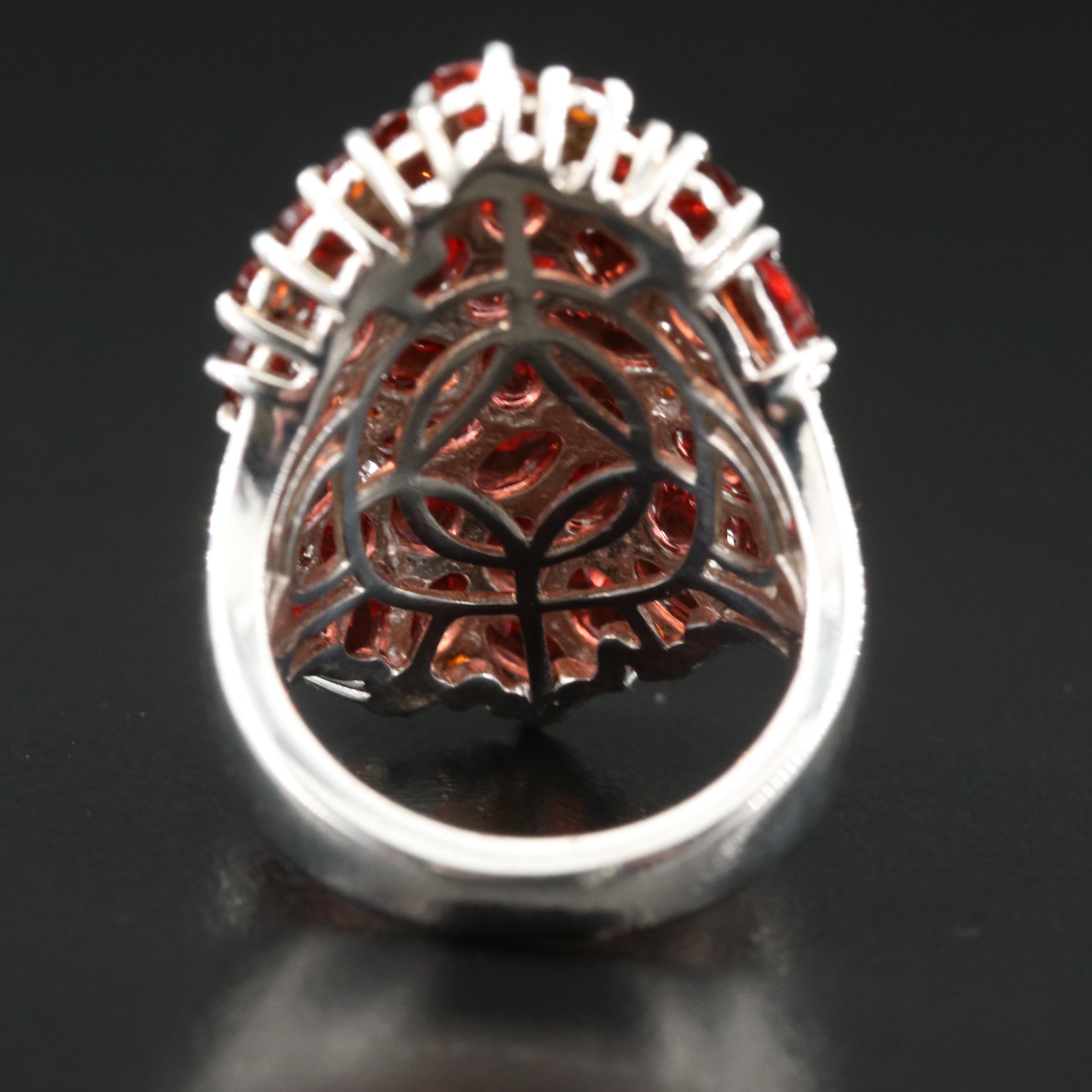 Sterling Garnet Cluster Ring