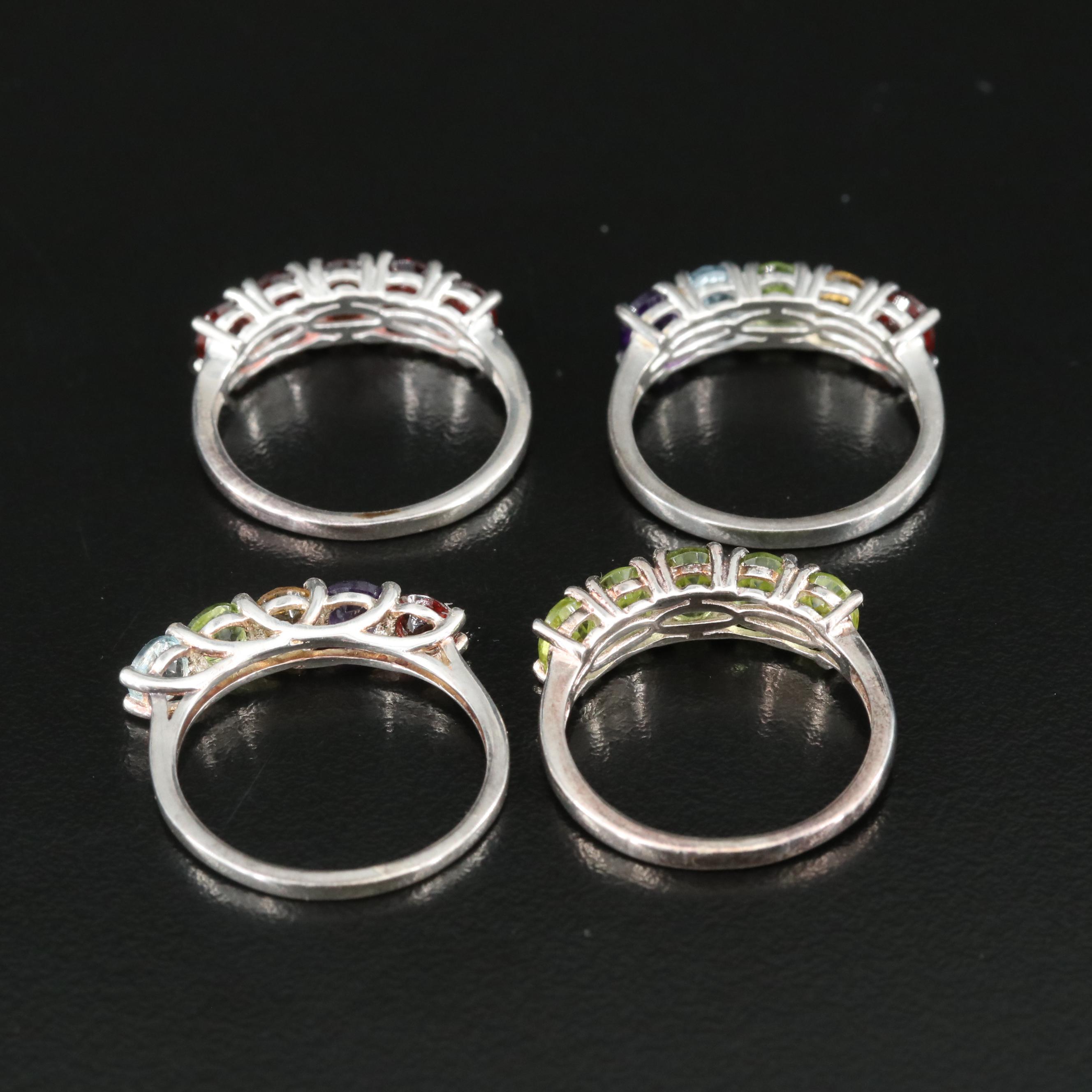 Amethyst, Peridot and Garnet Featured in Sterling Bands