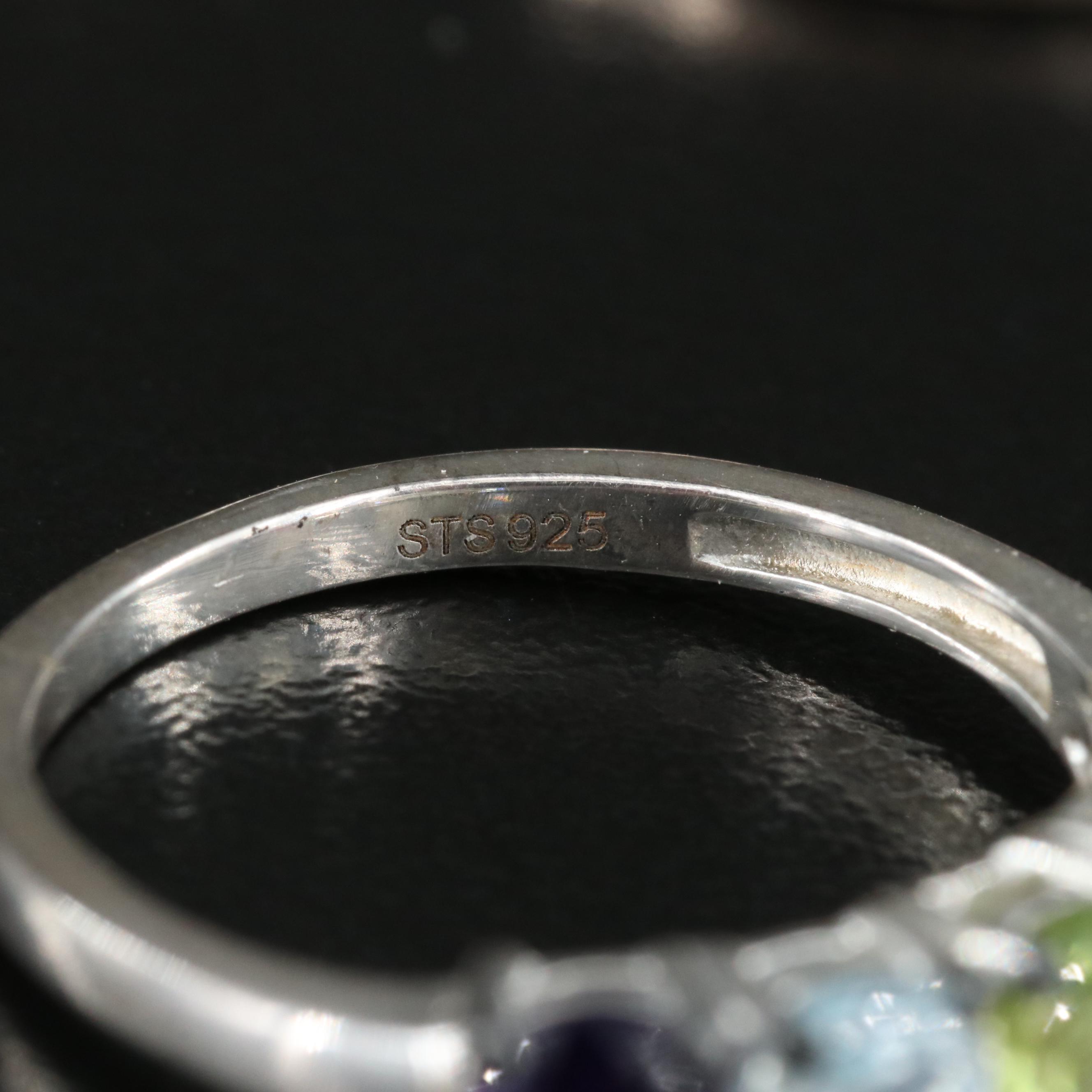 Amethyst, Peridot and Garnet Featured in Sterling Bands