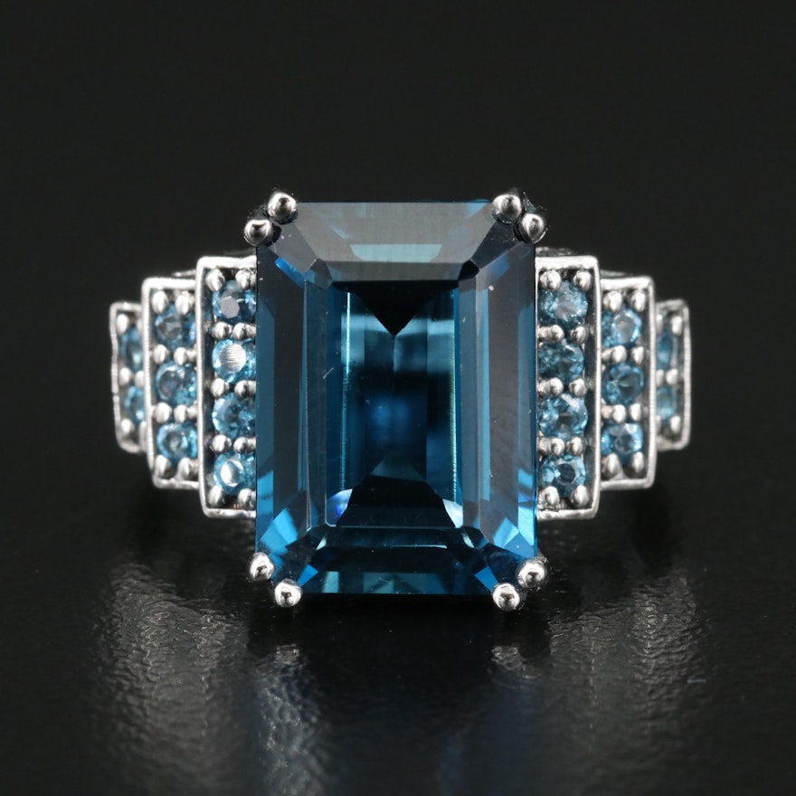 Sterling London Blue Topaz Stepped Ring