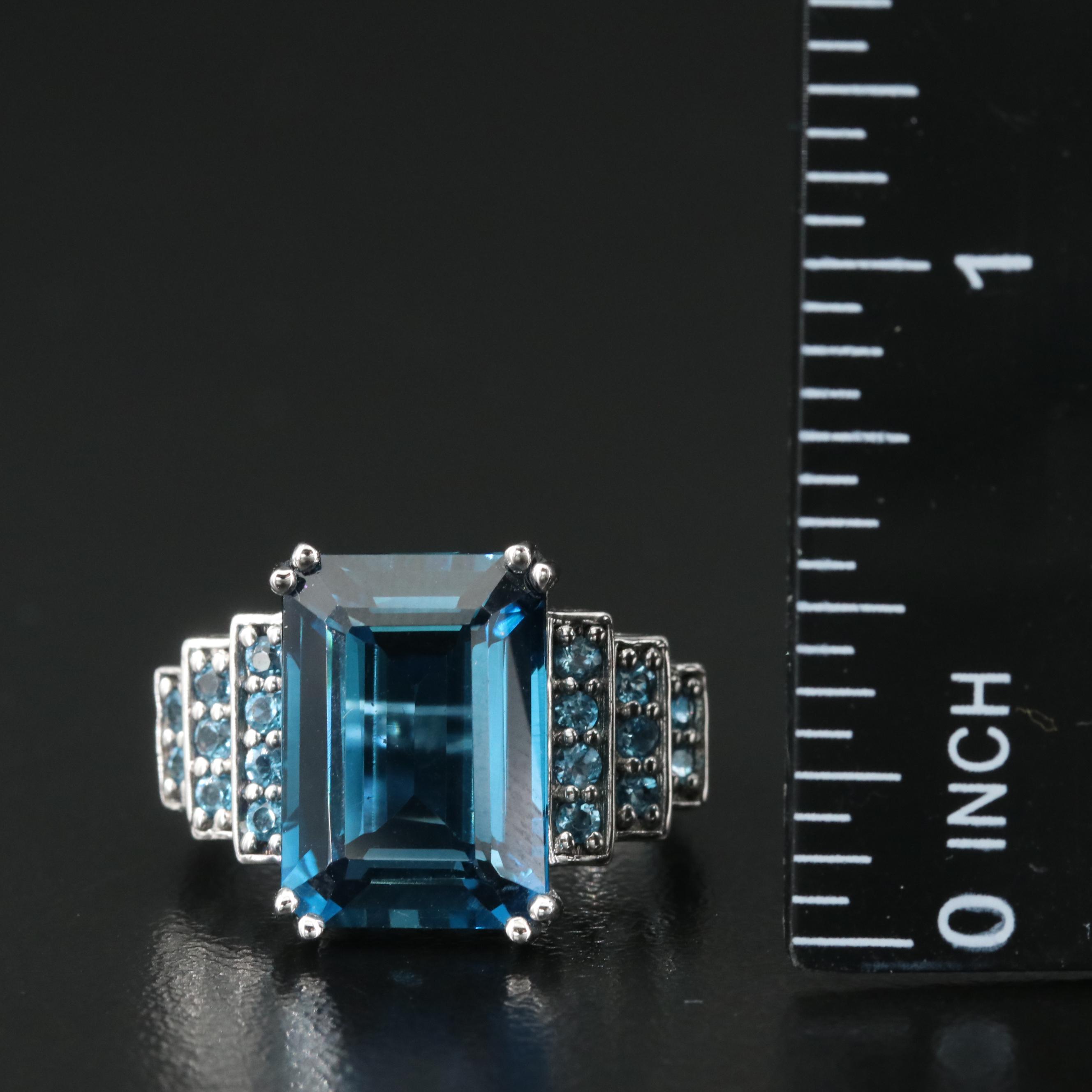 Sterling London Blue Topaz Stepped Ring