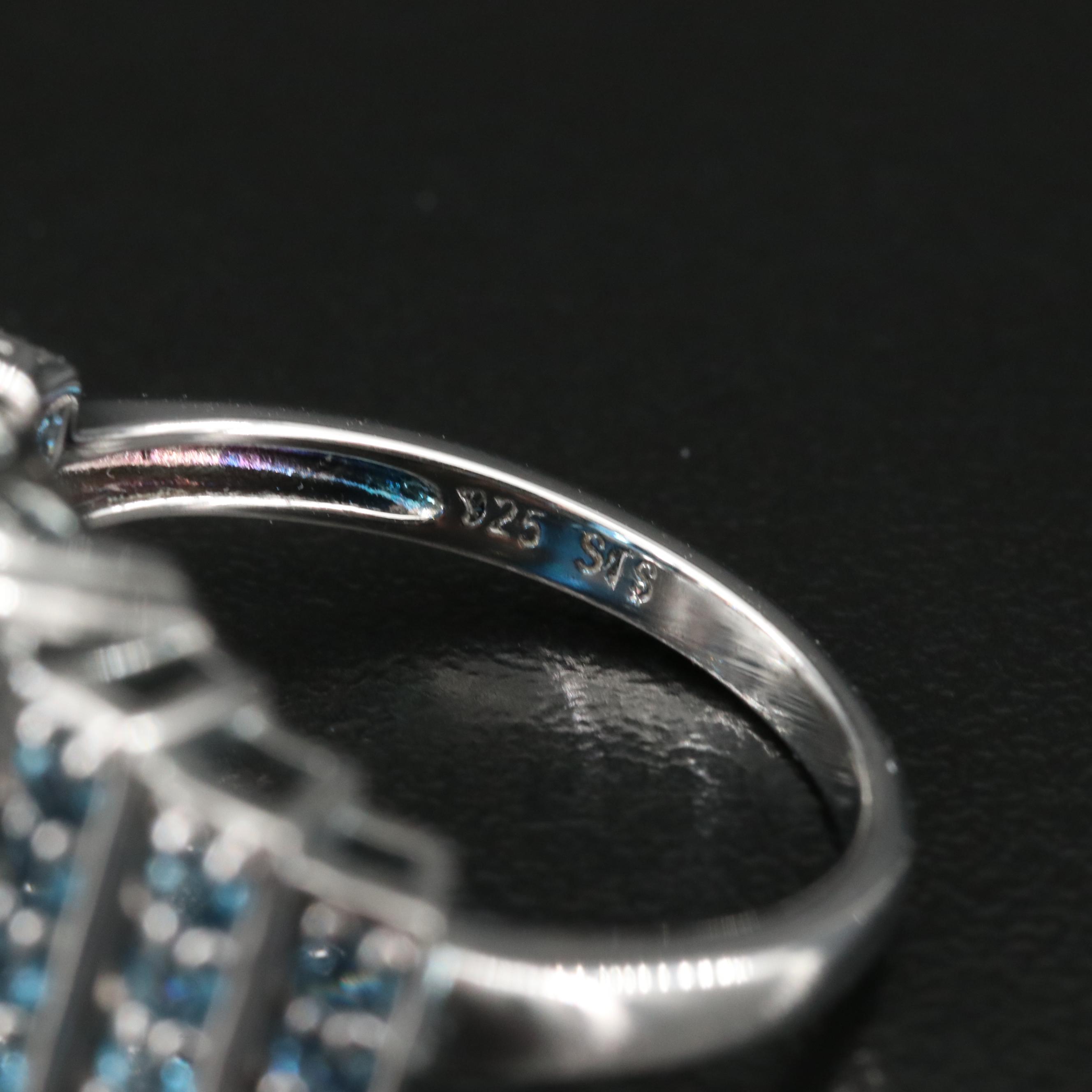 Sterling London Blue Topaz Stepped Ring