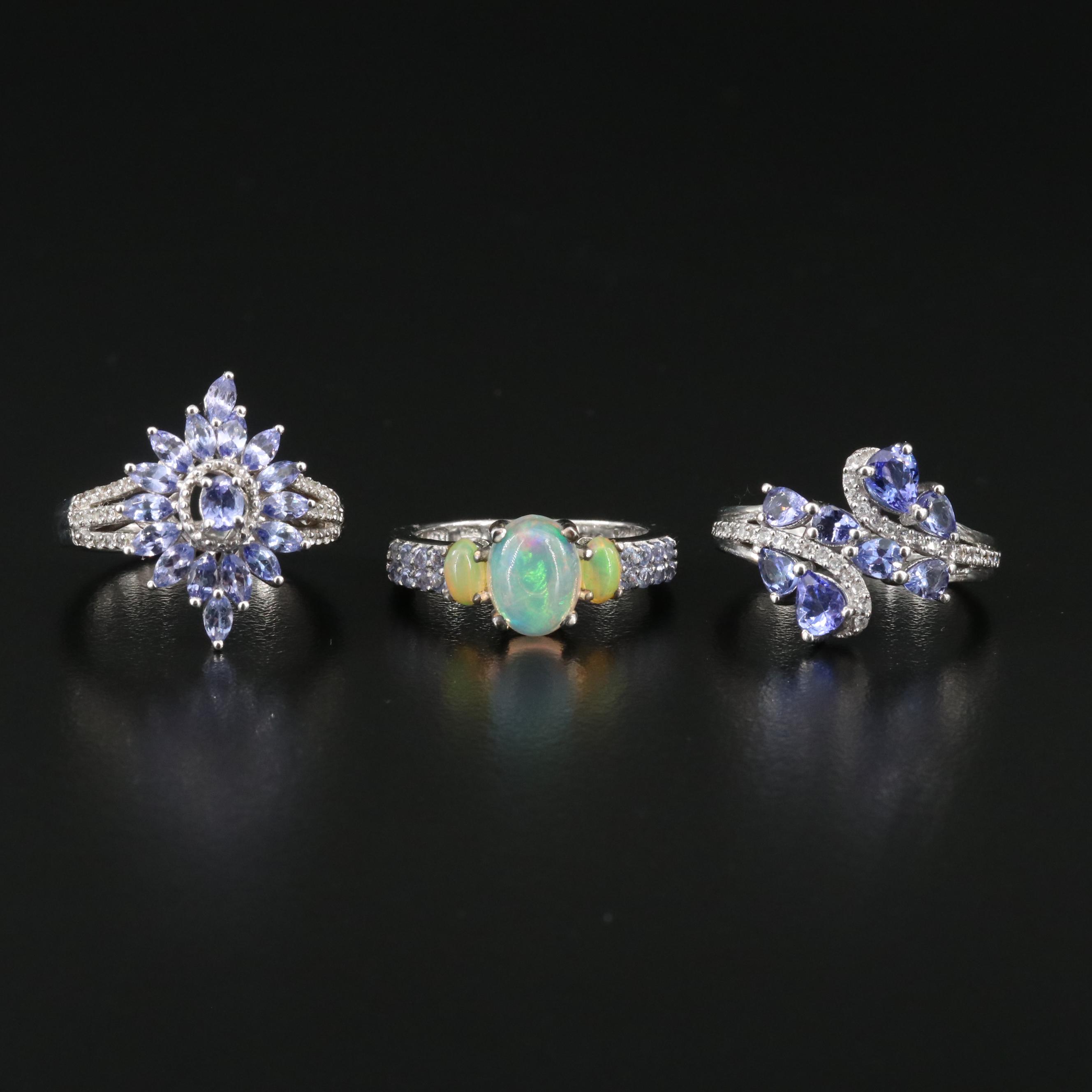 Sterling Tanzanite, Opal and Zircon Rings