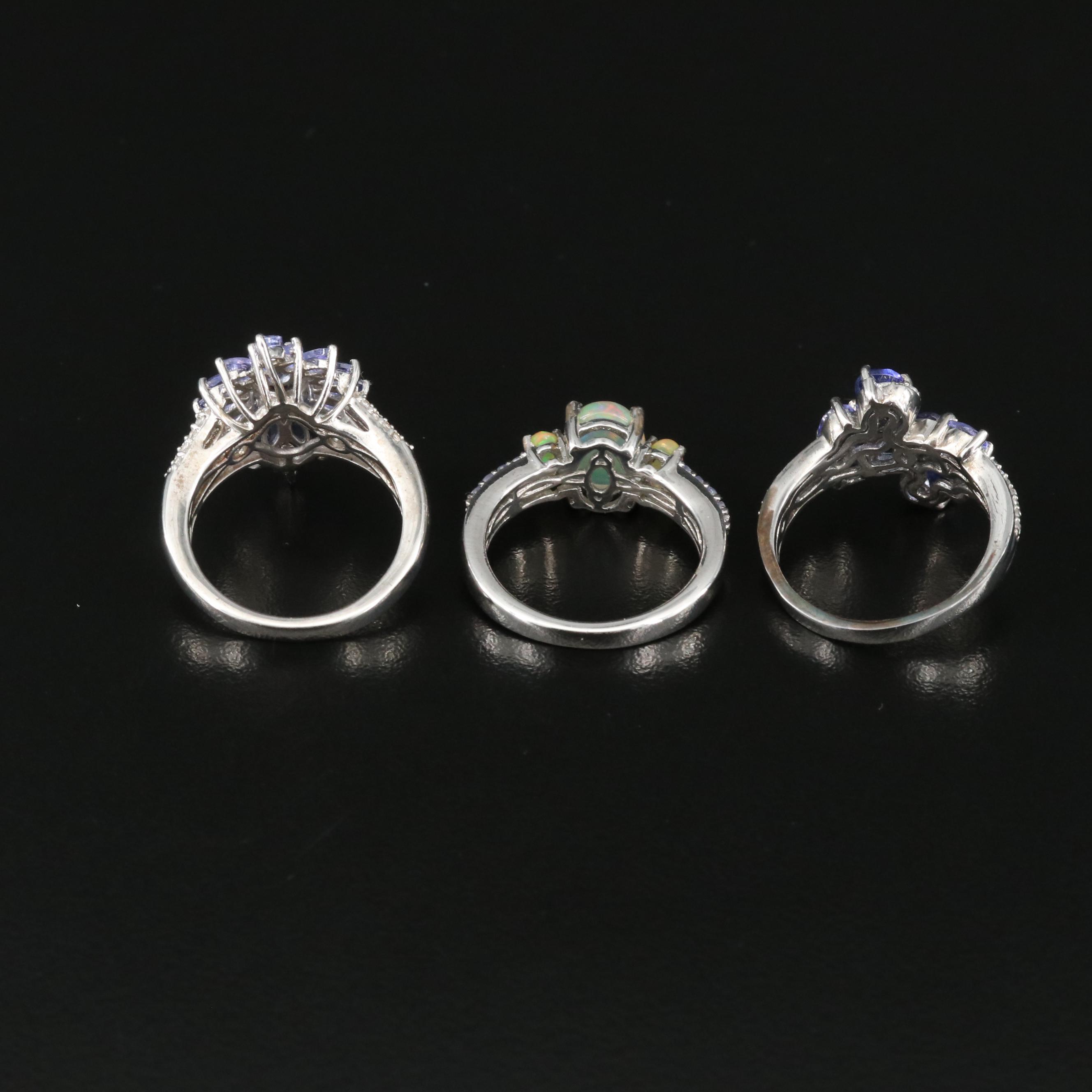 Sterling Tanzanite, Opal and Zircon Rings