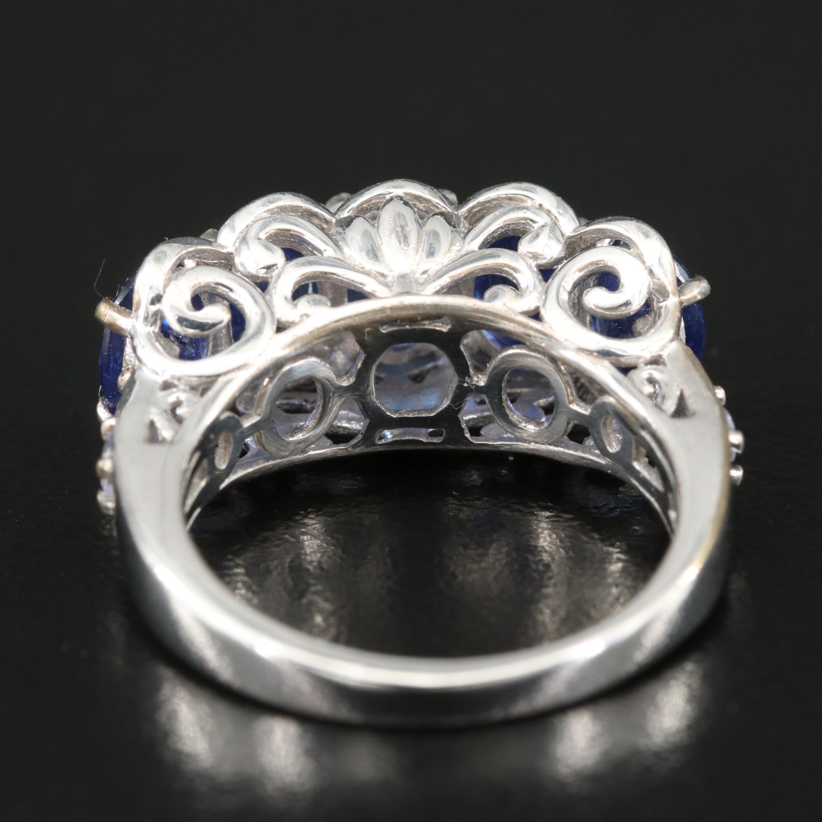 Sterling Corundum and Tanzanite Ring
