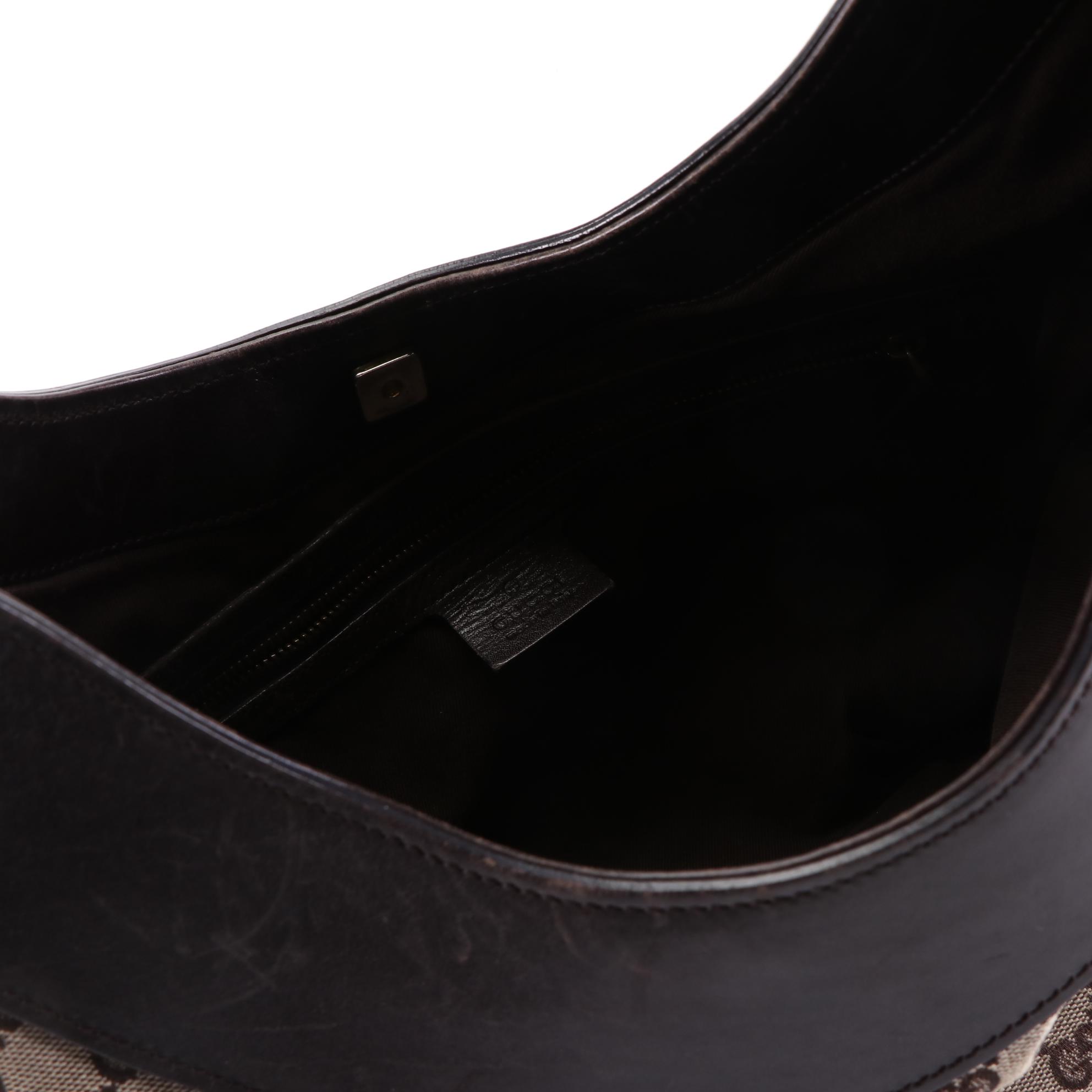 Gucci Half Moon Shoulder Bag in GG Canvas and Leather