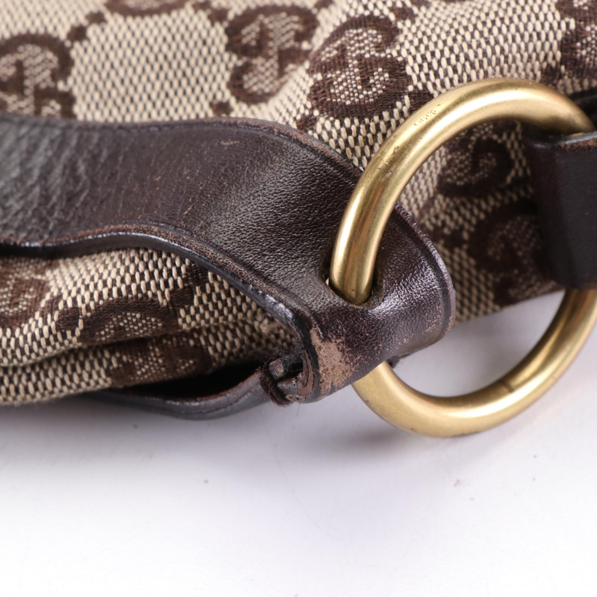 Gucci Half Moon Shoulder Bag in GG Canvas and Leather