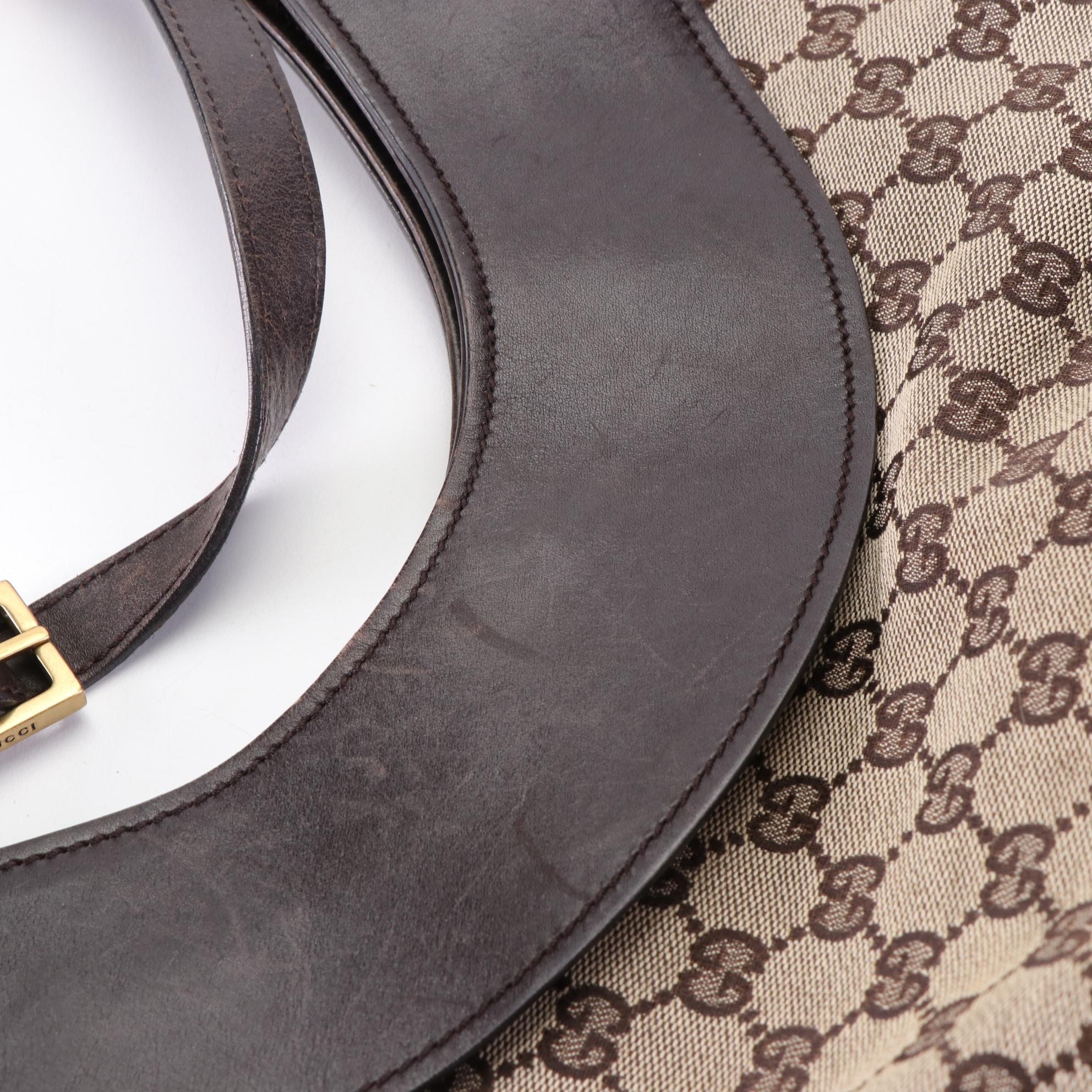 Gucci Half Moon Shoulder Bag in GG Canvas and Leather