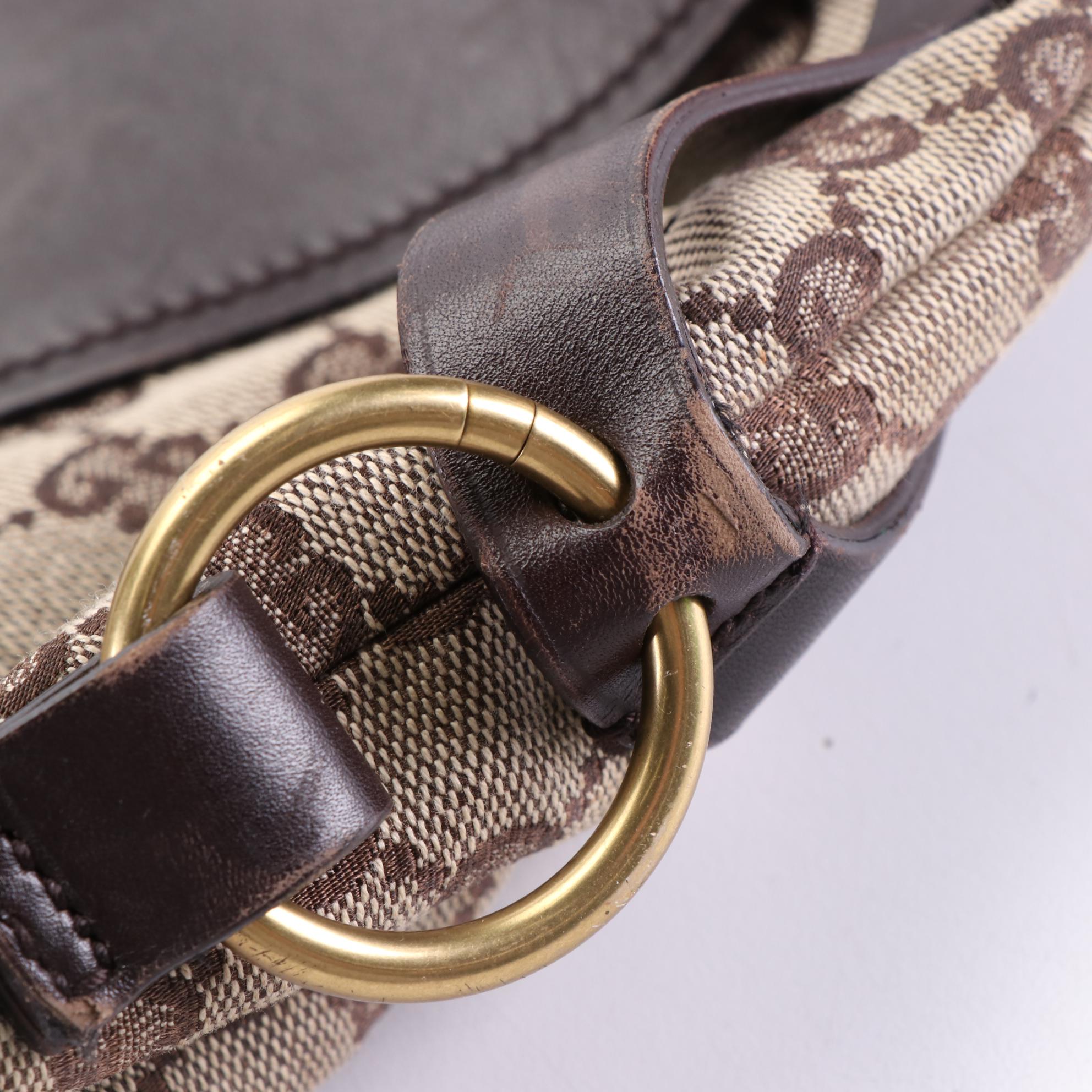 Gucci Half Moon Shoulder Bag in GG Canvas and Leather