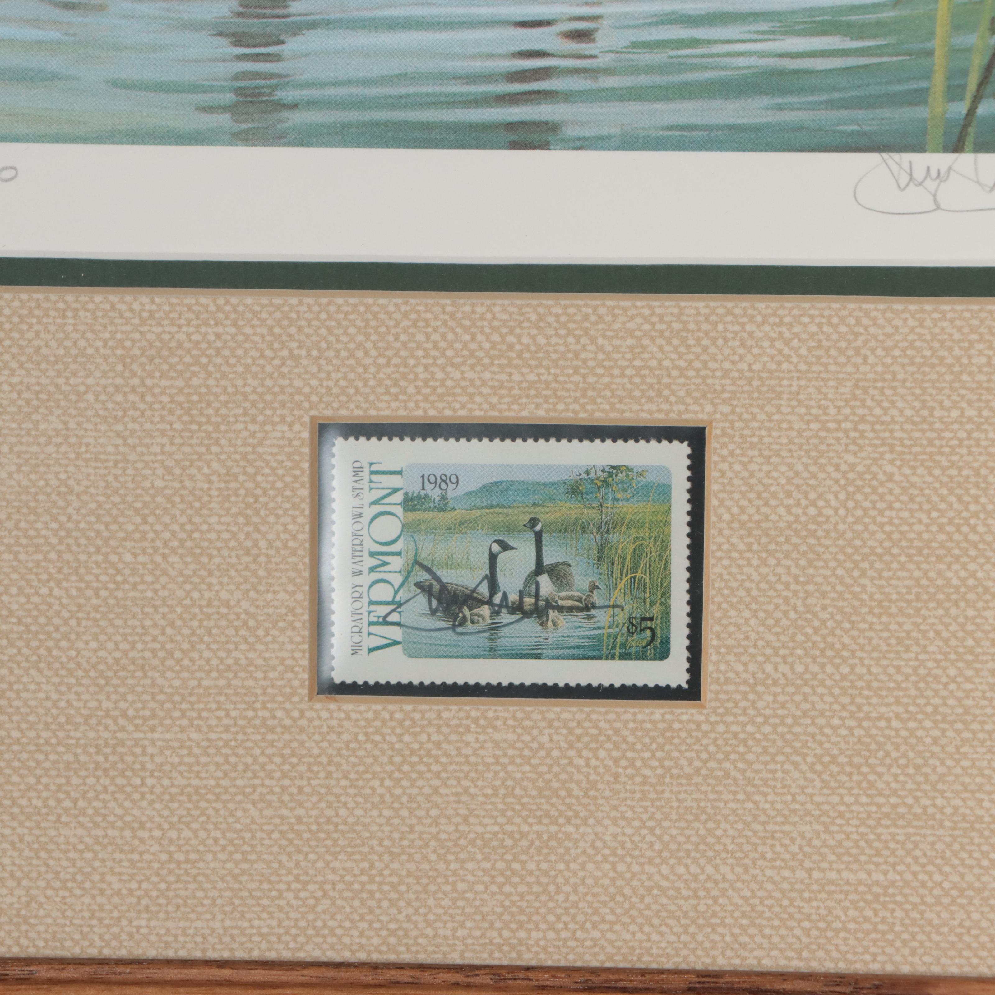 Waterfowl Themed Offset Lithographs and Postage Stamps