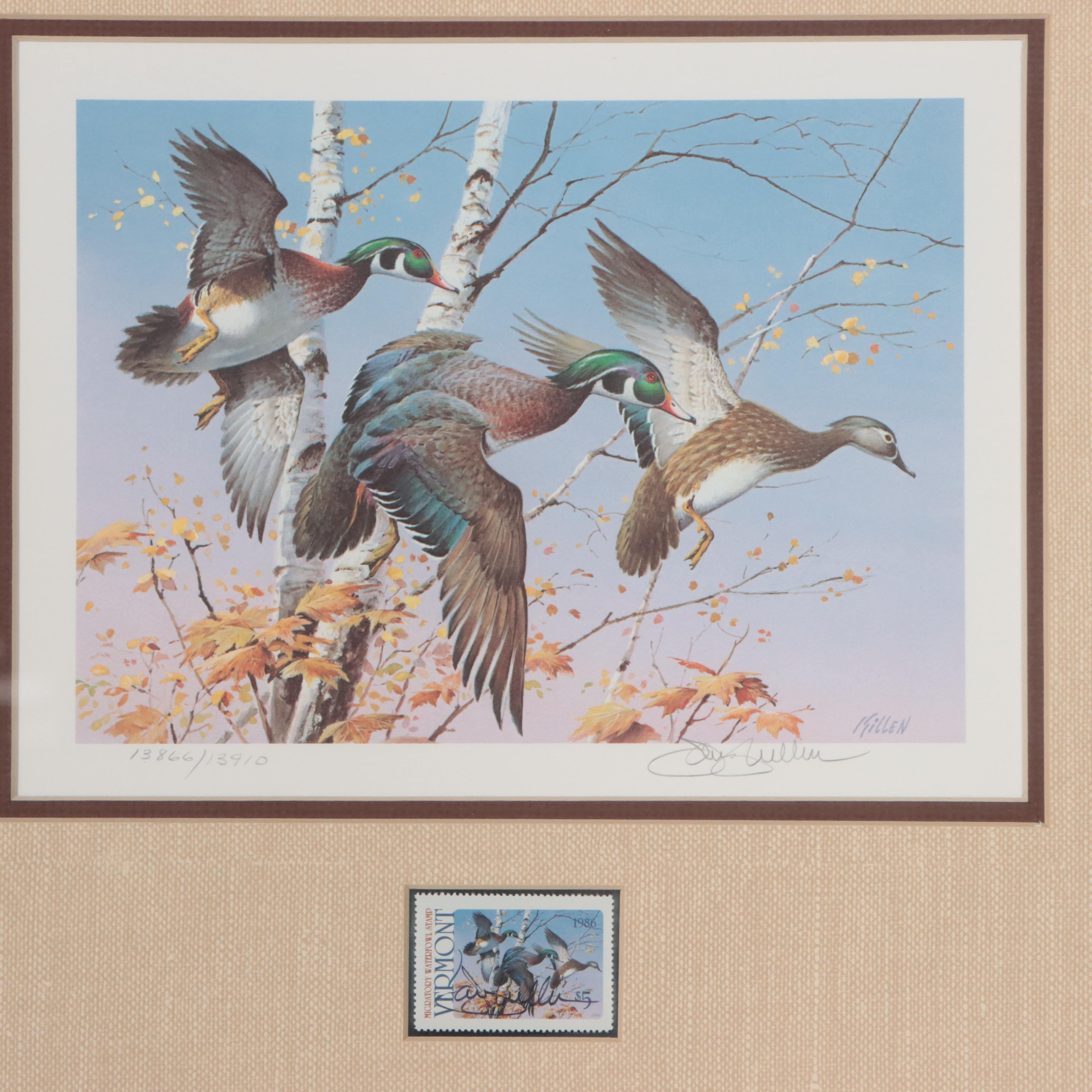 Waterfowl Themed Offset Lithographs and Postage Stamps