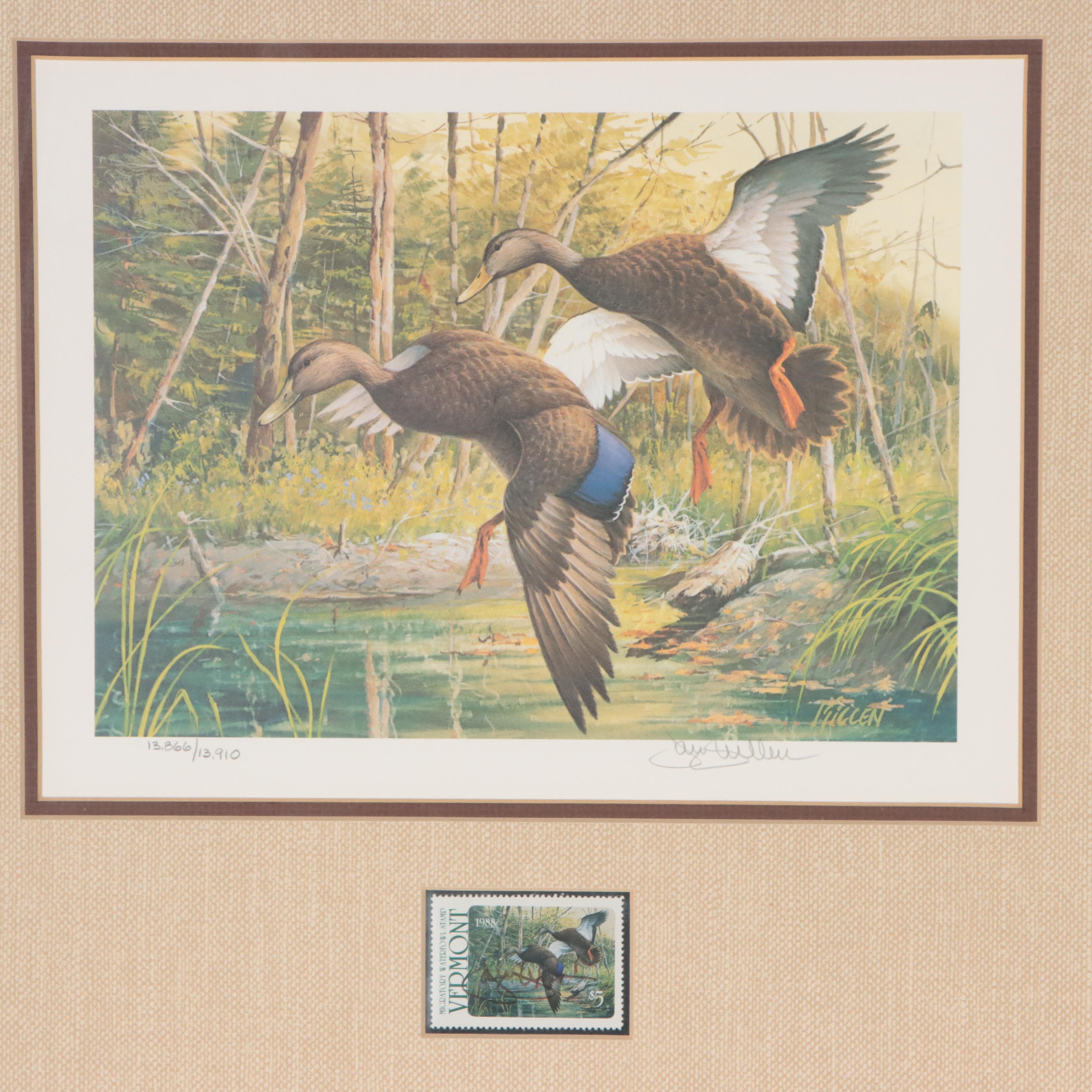 Waterfowl Themed Offset Lithographs and Postage Stamps