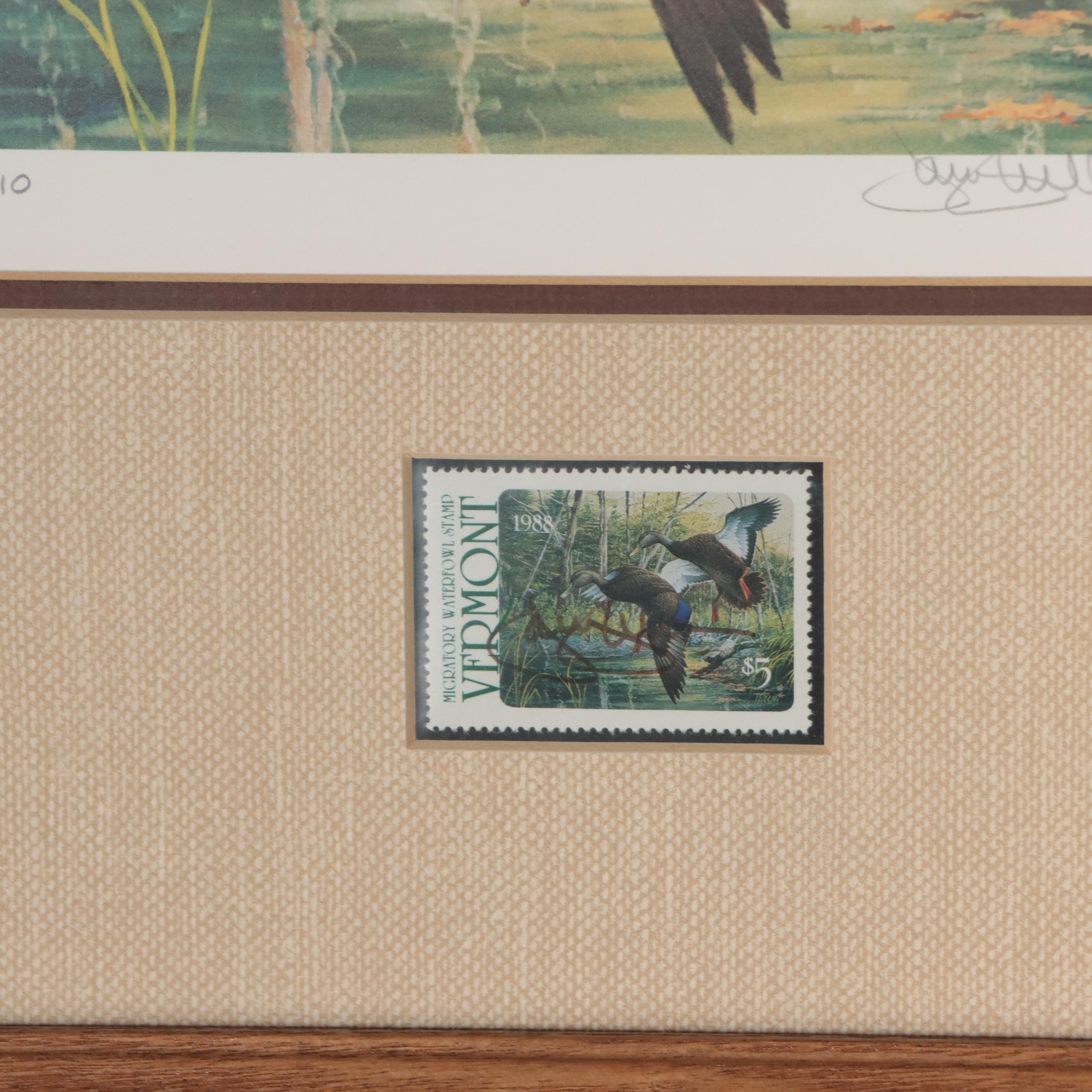 Waterfowl Themed Offset Lithographs and Postage Stamps