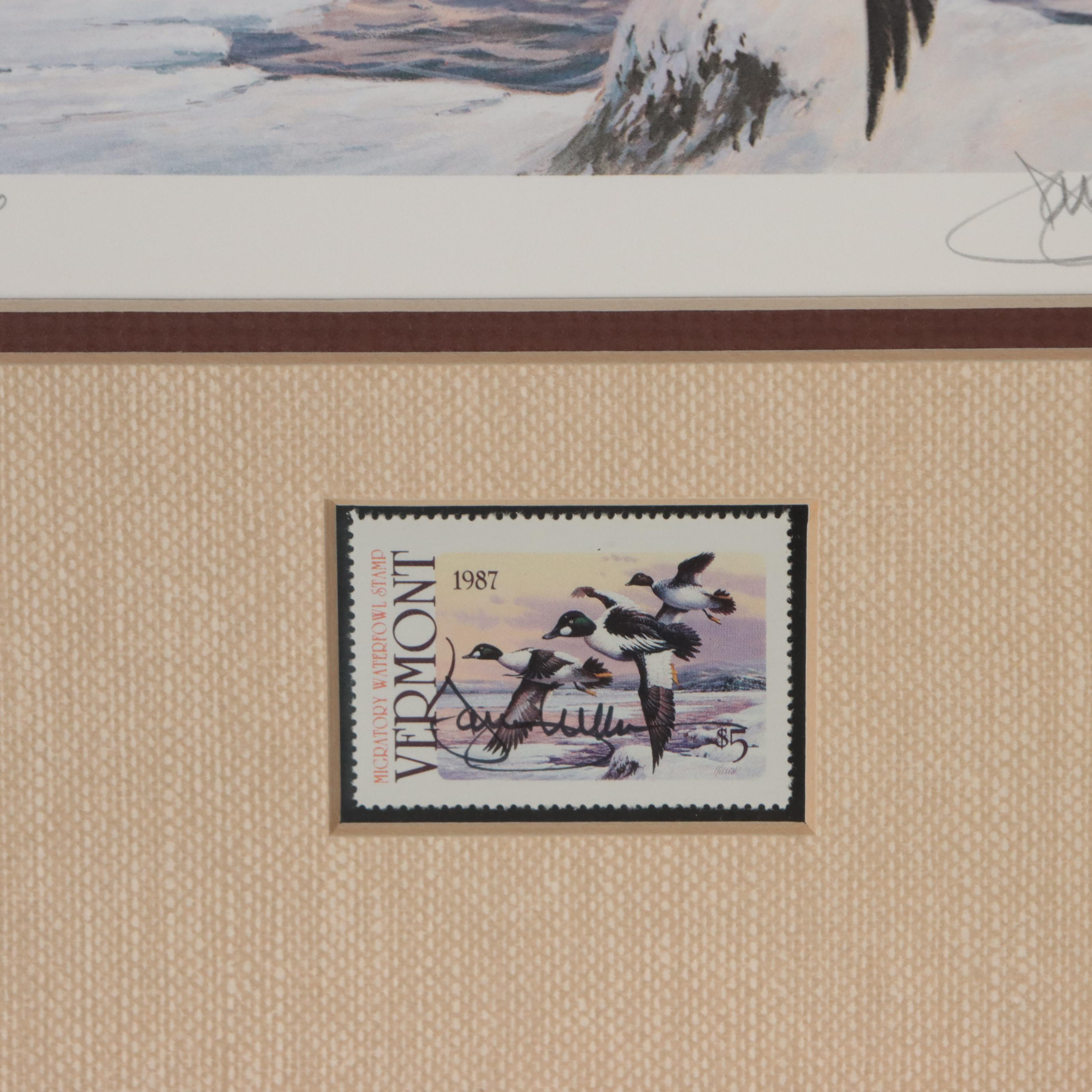 Waterfowl Themed Offset Lithographs and Postage Stamps